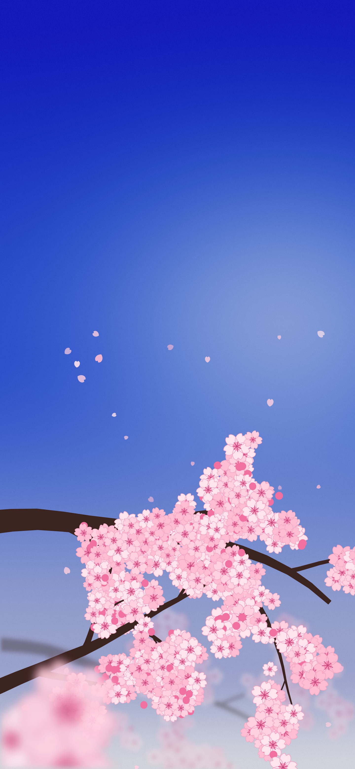 Royal Blue Cherry Blossom Branch wallpaper for iPhone and Android