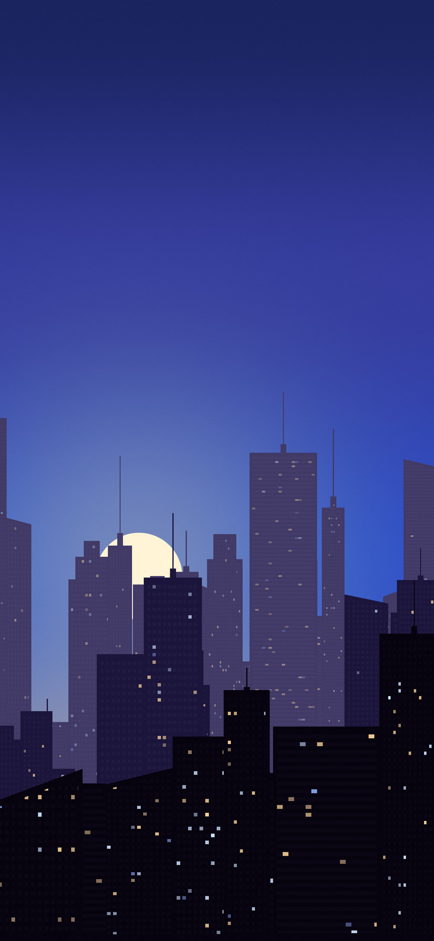 Royal Blue City Skyline Sunset wallpaper for iPhone and Android