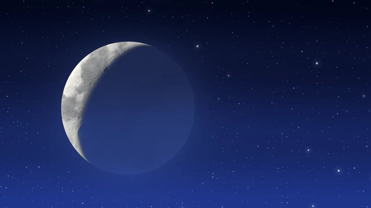 Royal Blue Crescent Moon desktop wallpaper in 4K