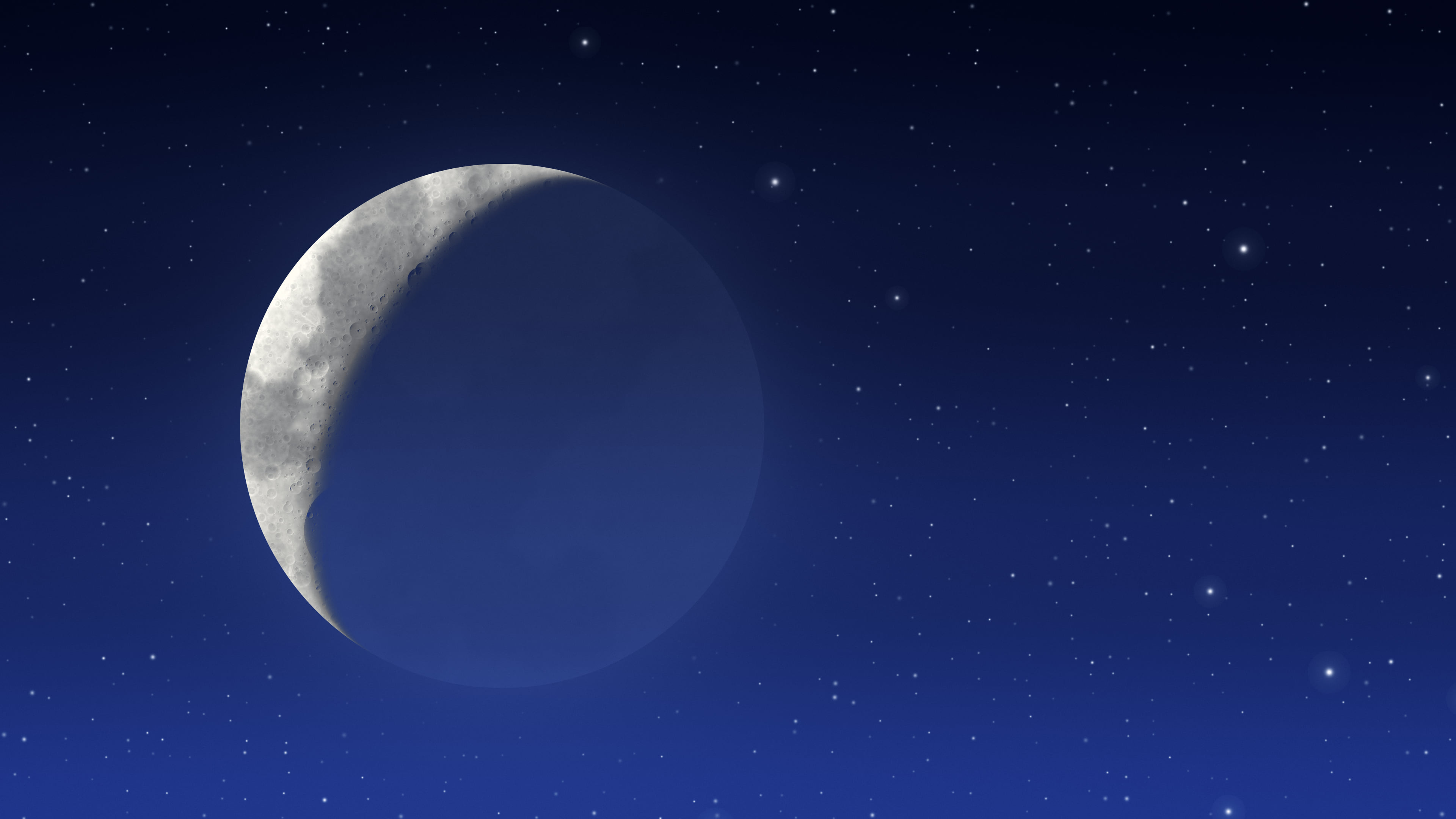 Royal Blue Crescent Moon desktop wallpaper in 4K