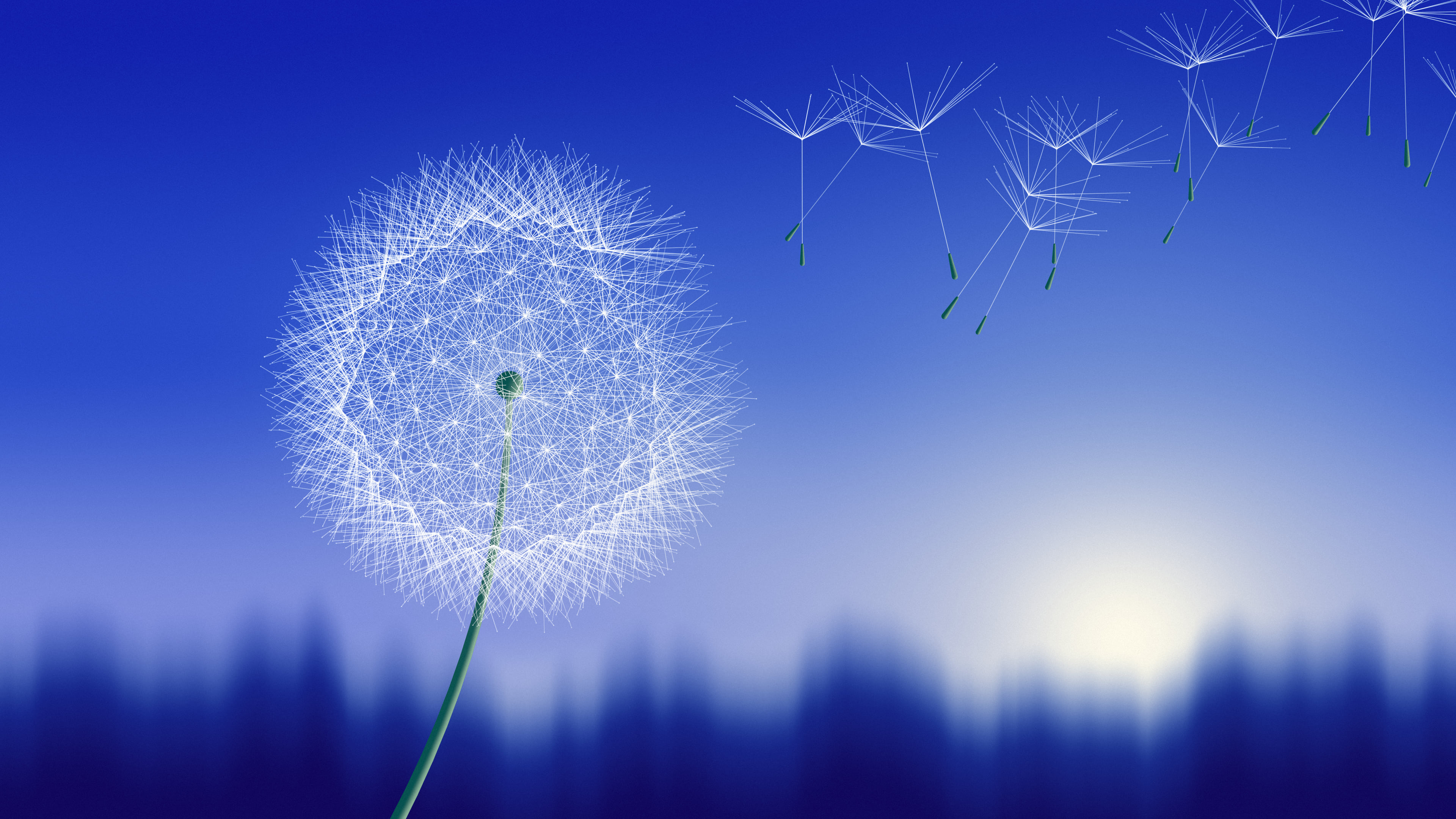 Royal Blue Dandelion desktop wallpaper in 4K