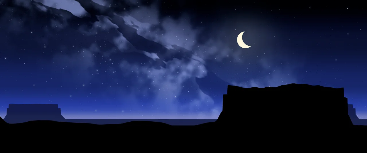 Royal Blue Desert Night Sky ultrawide wallpaper, 3440 × 1440