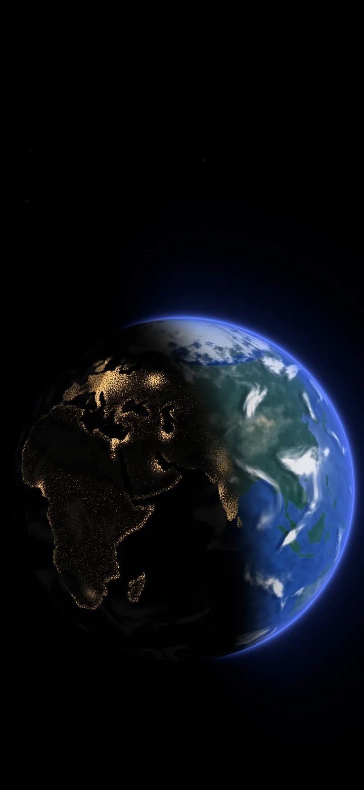 Royal Blue Earth City Lights from Space wallpaper for iPhone and Android
