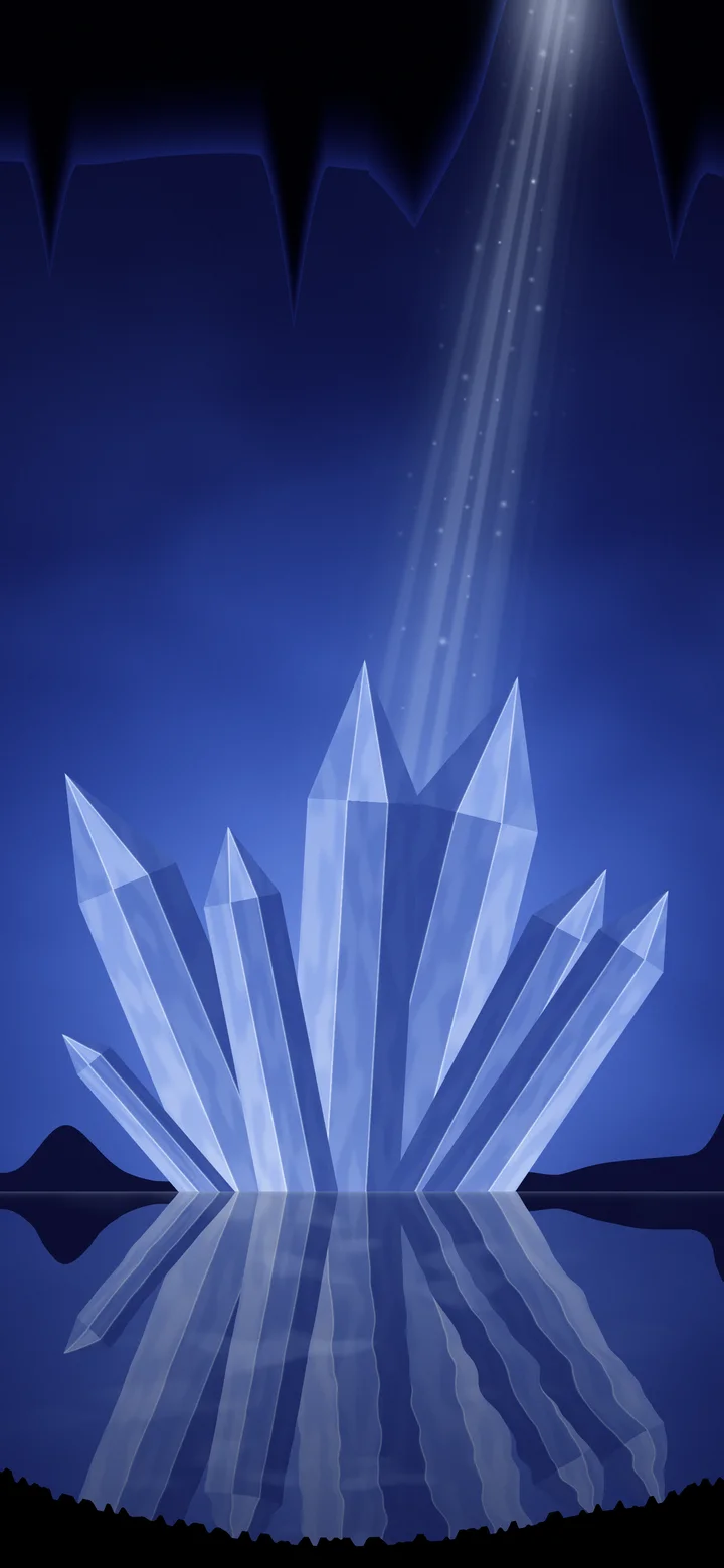 Royal Blue Fantasy Crystal Cavern wallpaper for iPhone and Android