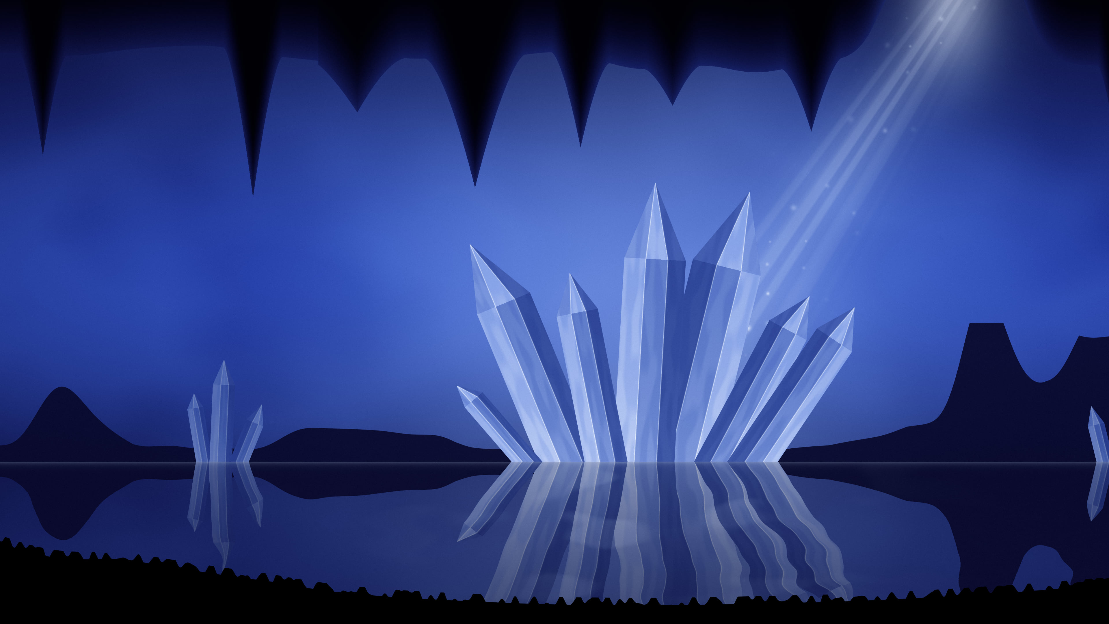 Royal Blue Fantasy Crystal Cavern desktop wallpaper in 4K