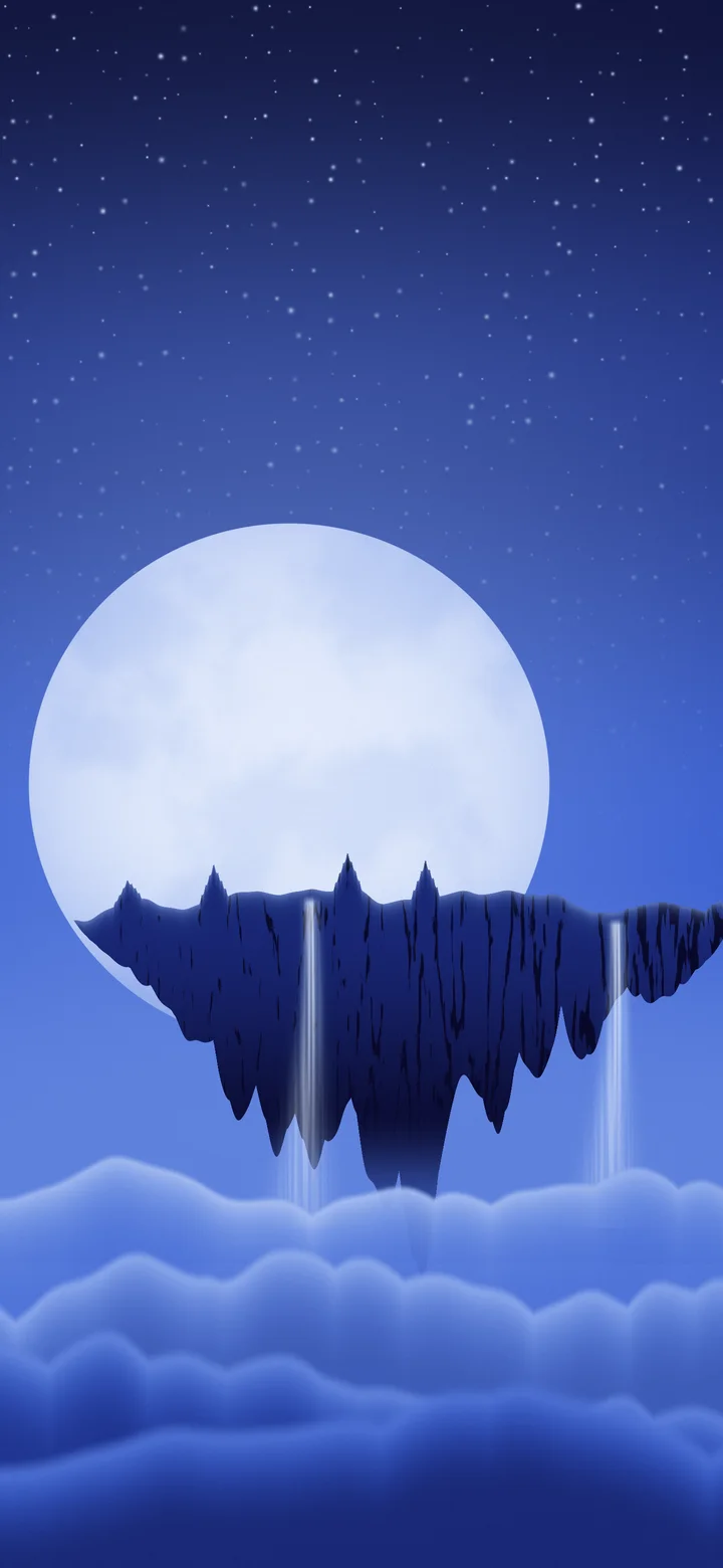 Royal Blue Fantasy Floating Islands wallpaper for iPhone and Android