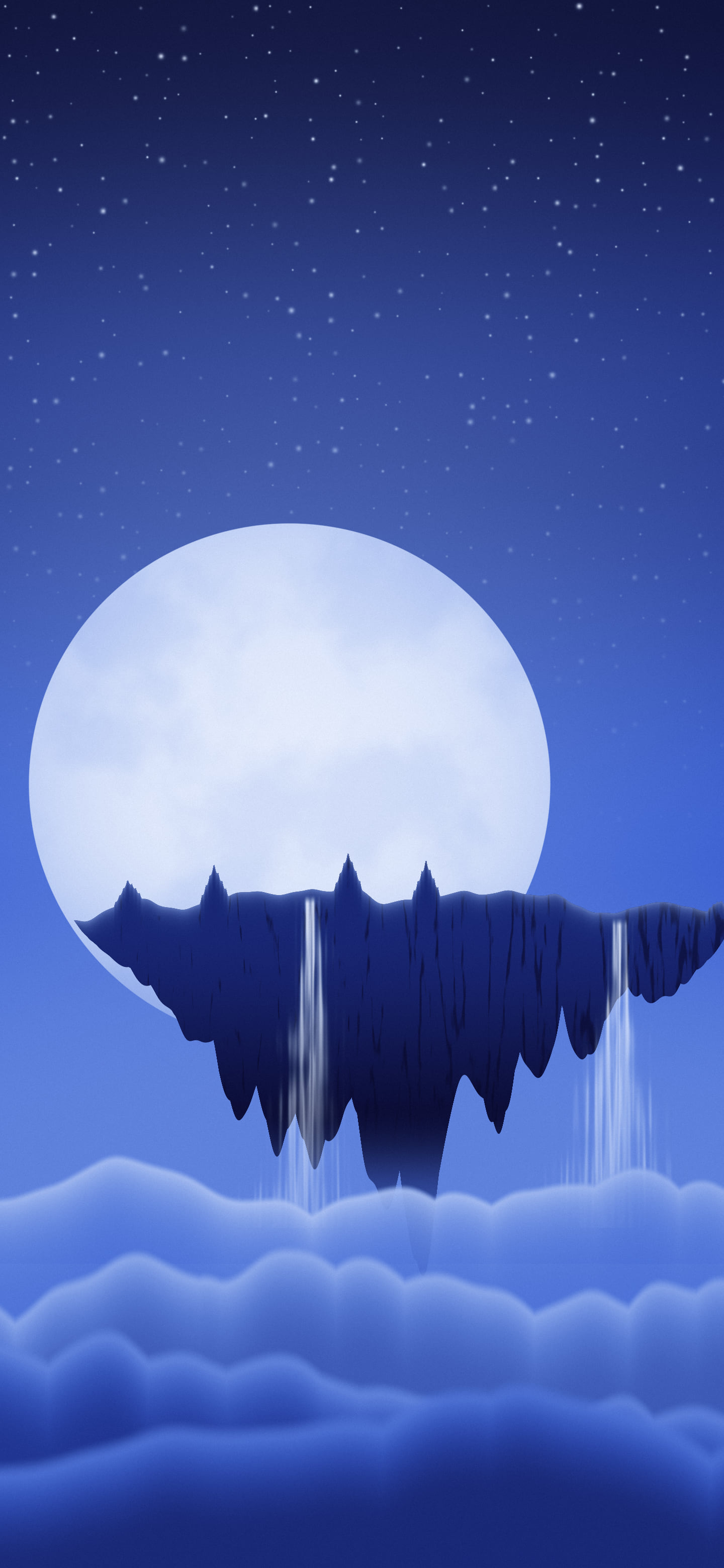 Royal Blue Fantasy Floating Islands wallpaper for iPhone and Android