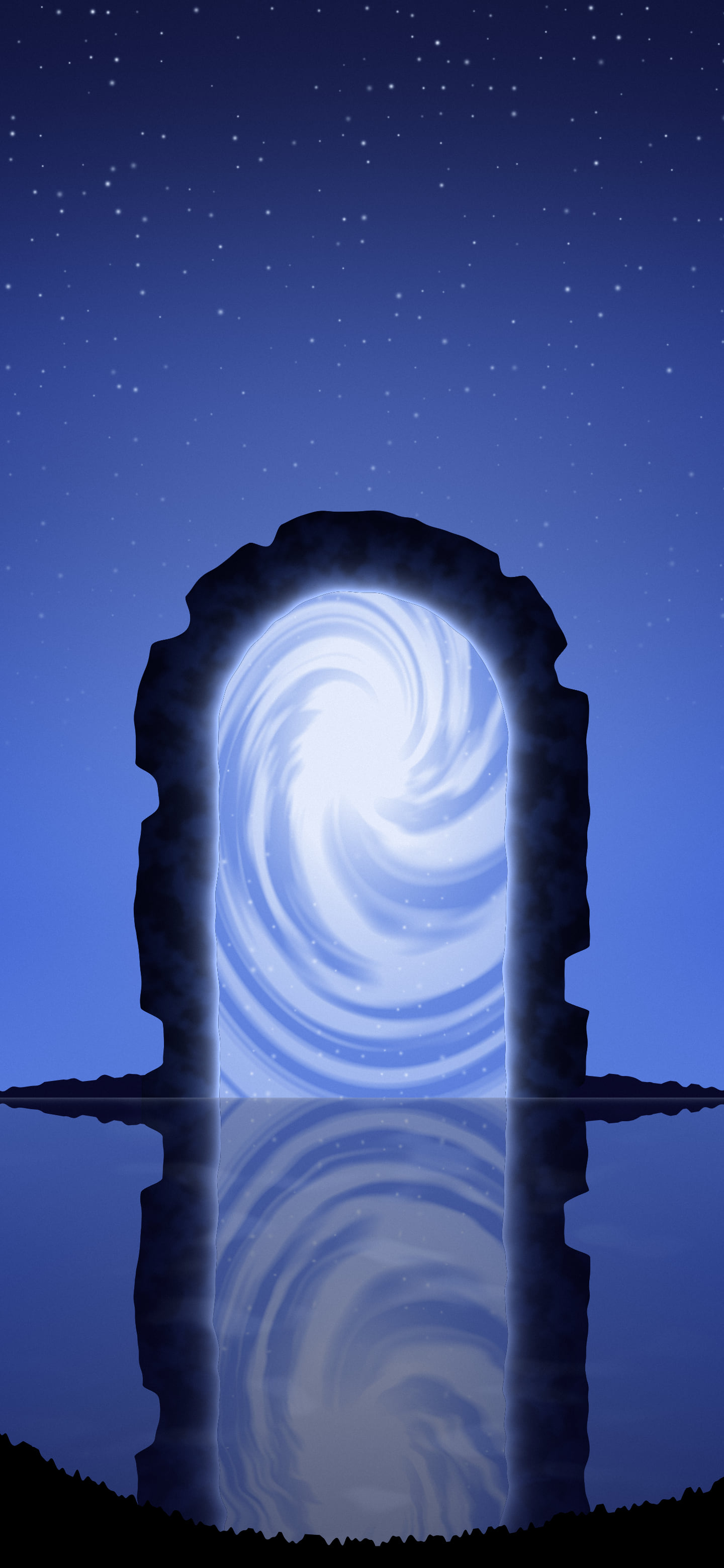 Royal Blue Fantasy Stone Portal wallpaper for iPhone and Android