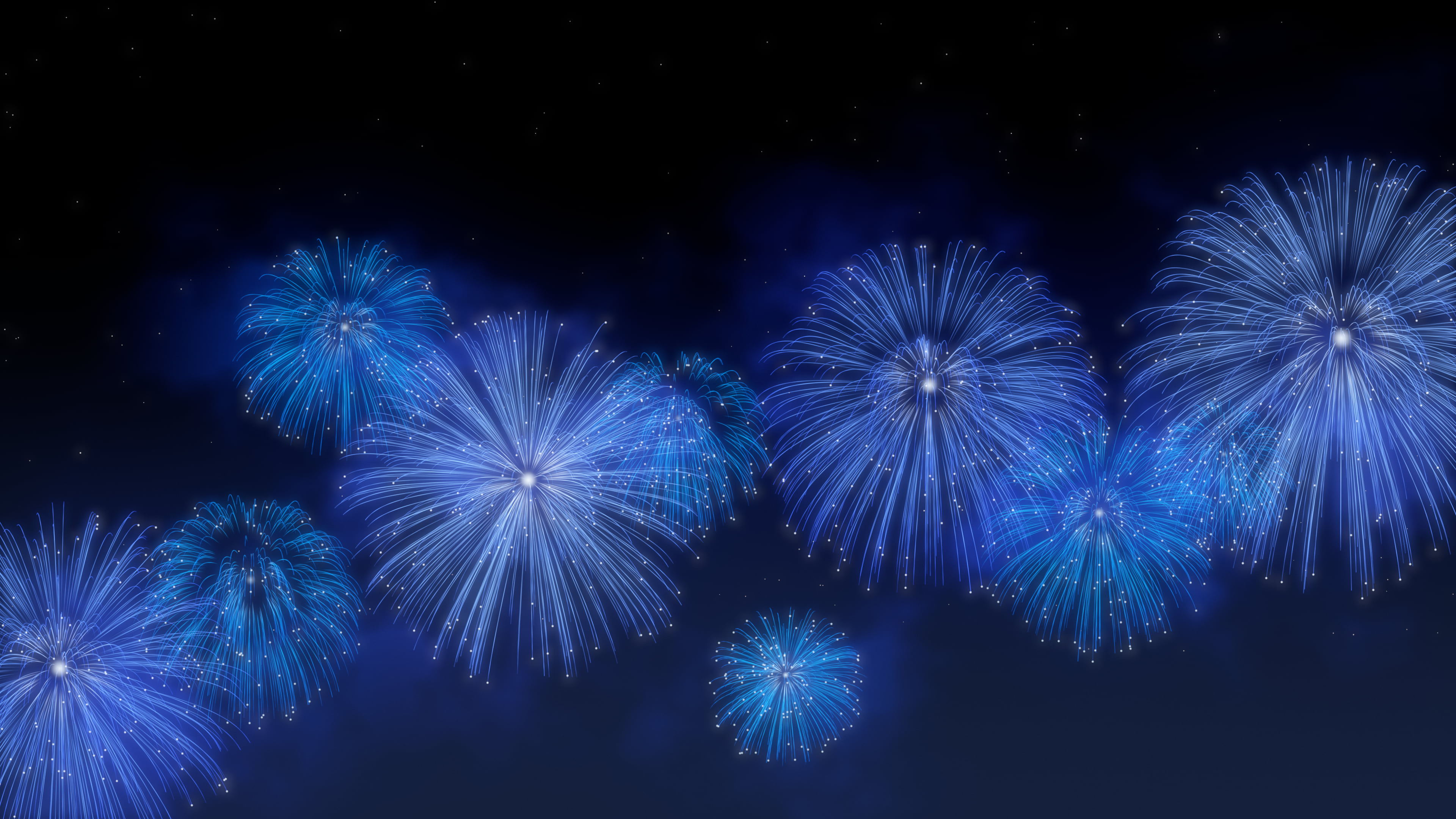 Royal Blue Fireworks Finale desktop wallpaper in 4K