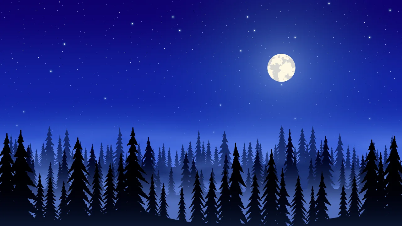 Royal Blue Forest at Night desktop wallpaper in 4K