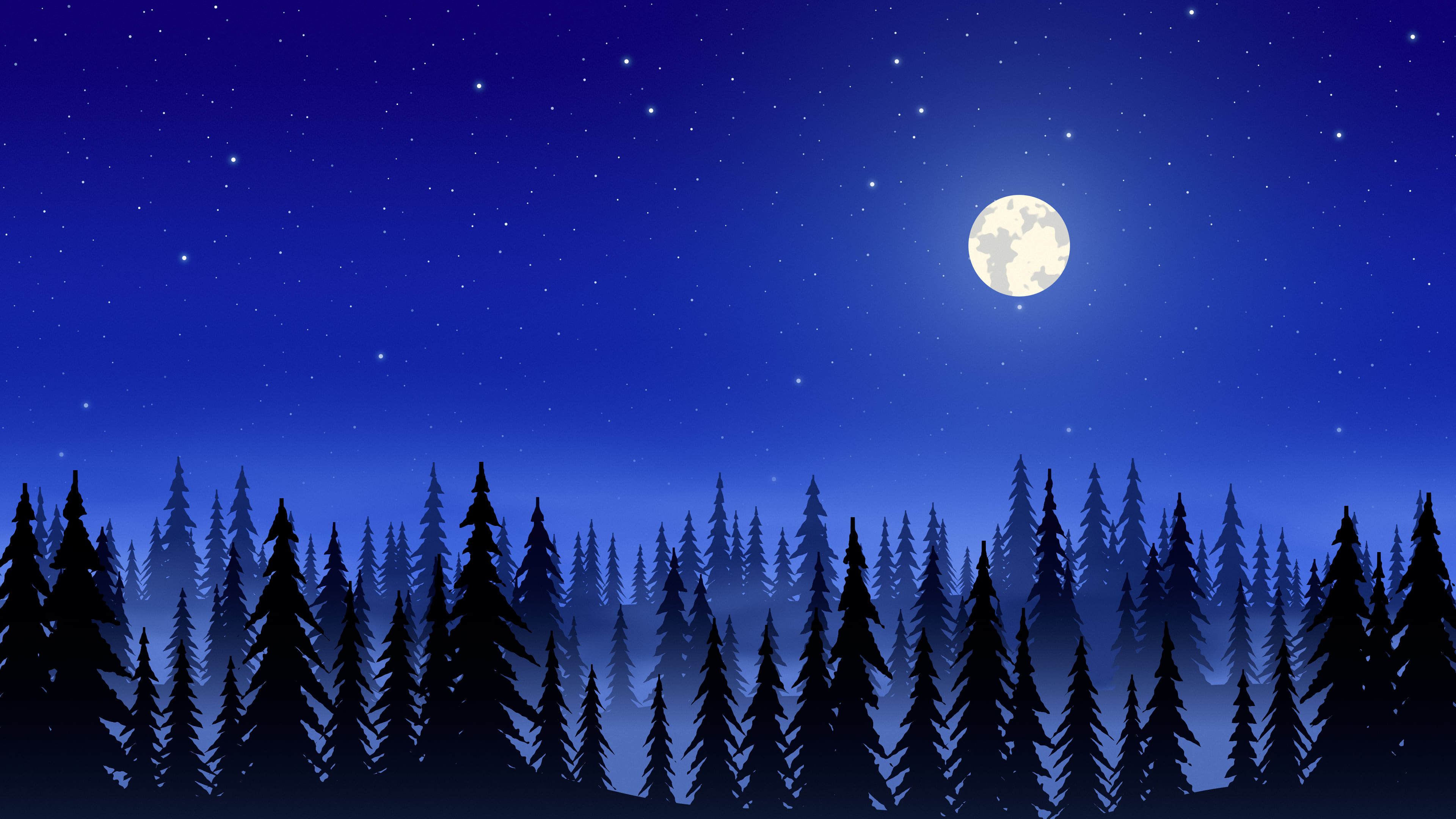 Royal Blue Forest at Night desktop wallpaper in 4K