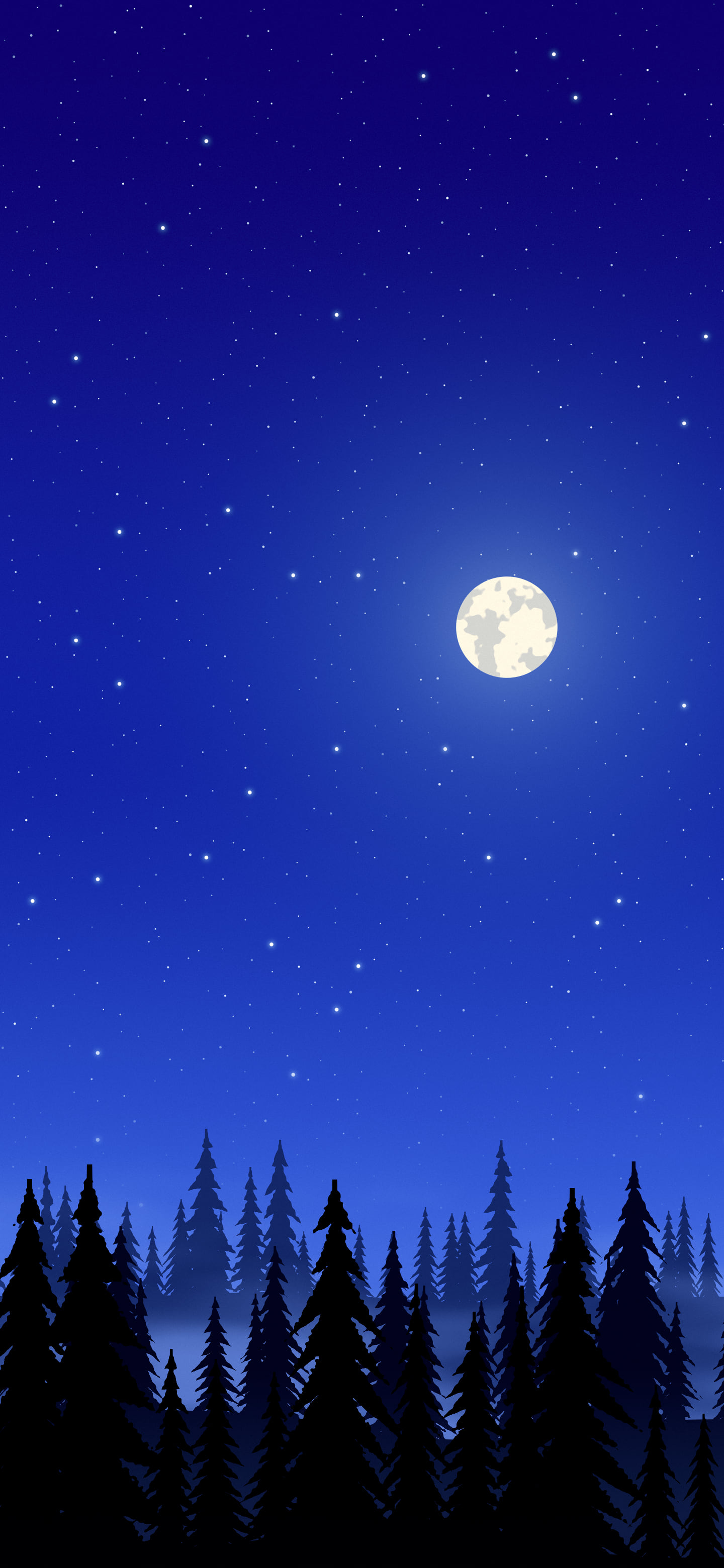 Royal Blue Forest at Night wallpaper for iPhone and Android