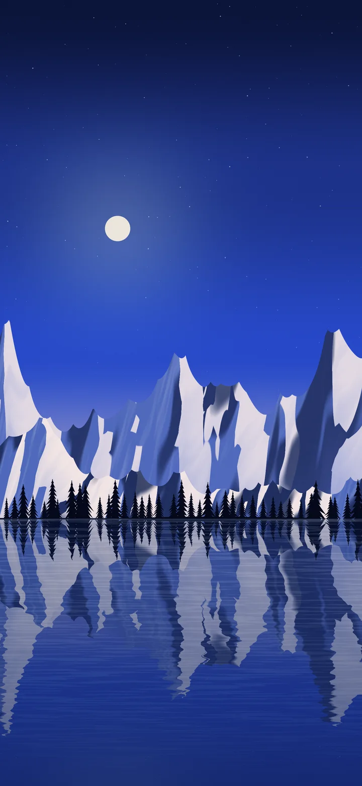 Royal Blue Frozen Mountain Lake wallpaper for iPhone and Android