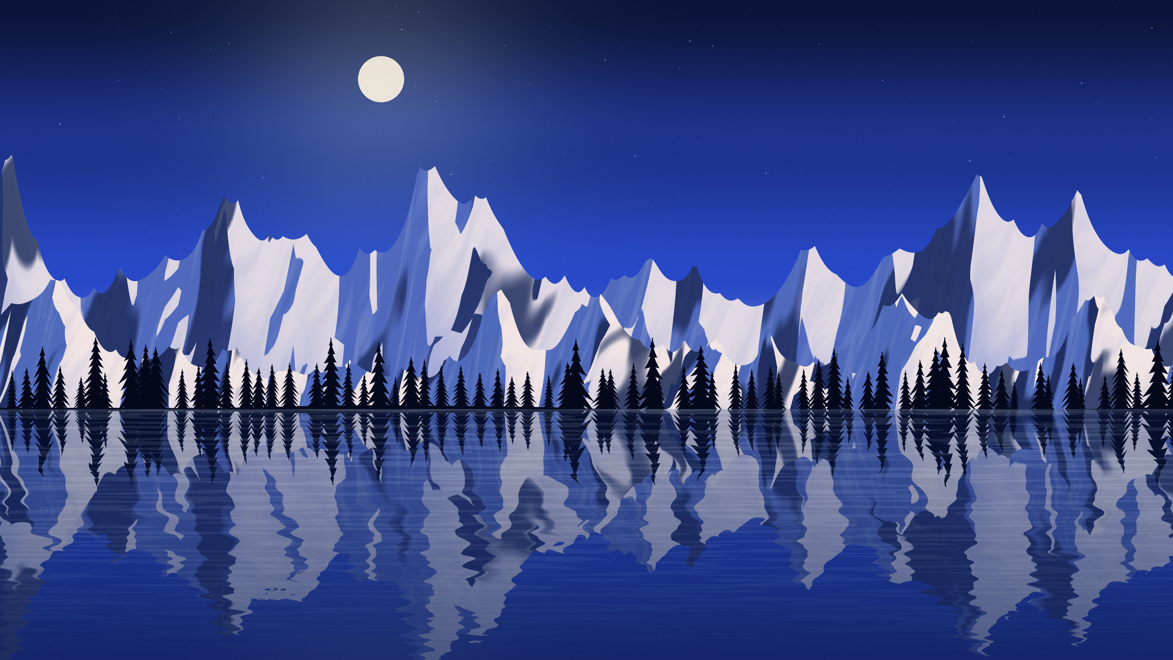 Royal Blue Frozen Mountain Lake desktop wallpaper in 4K