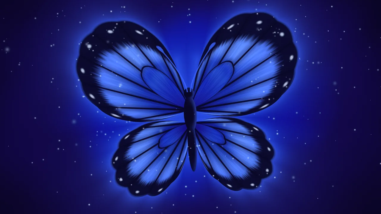 Royal Blue Glowing Butterfly desktop wallpaper in 4K
