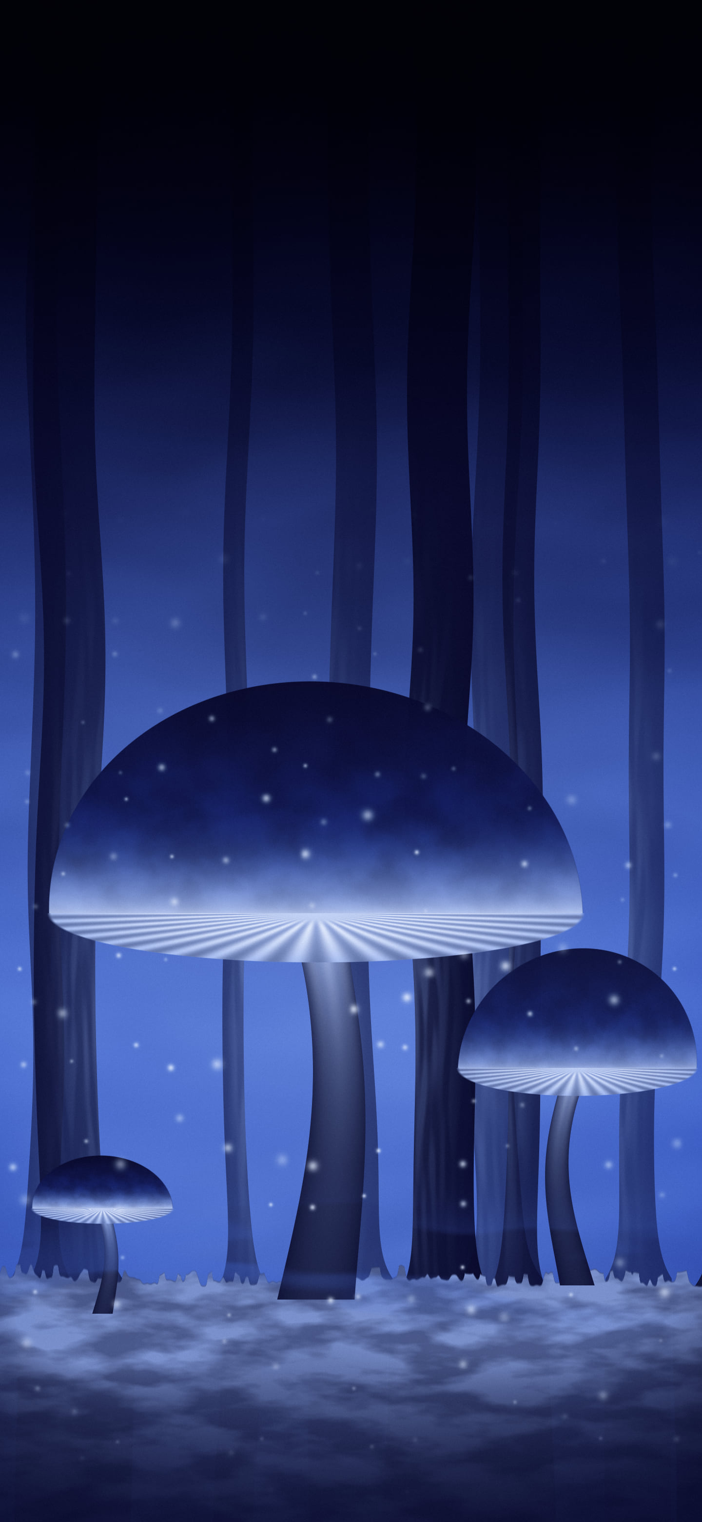 Royal Blue Glowing Mushroom Forest wallpaper for iPhone and Android