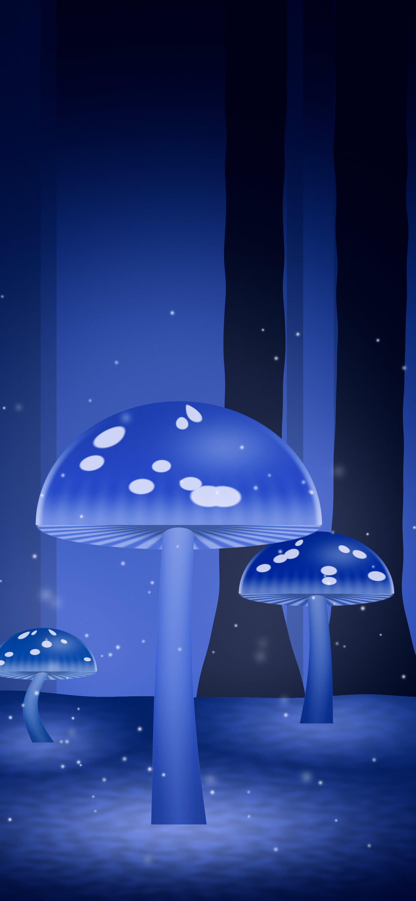 Royal Blue Glowing Mushrooms wallpaper for iPhone and Android