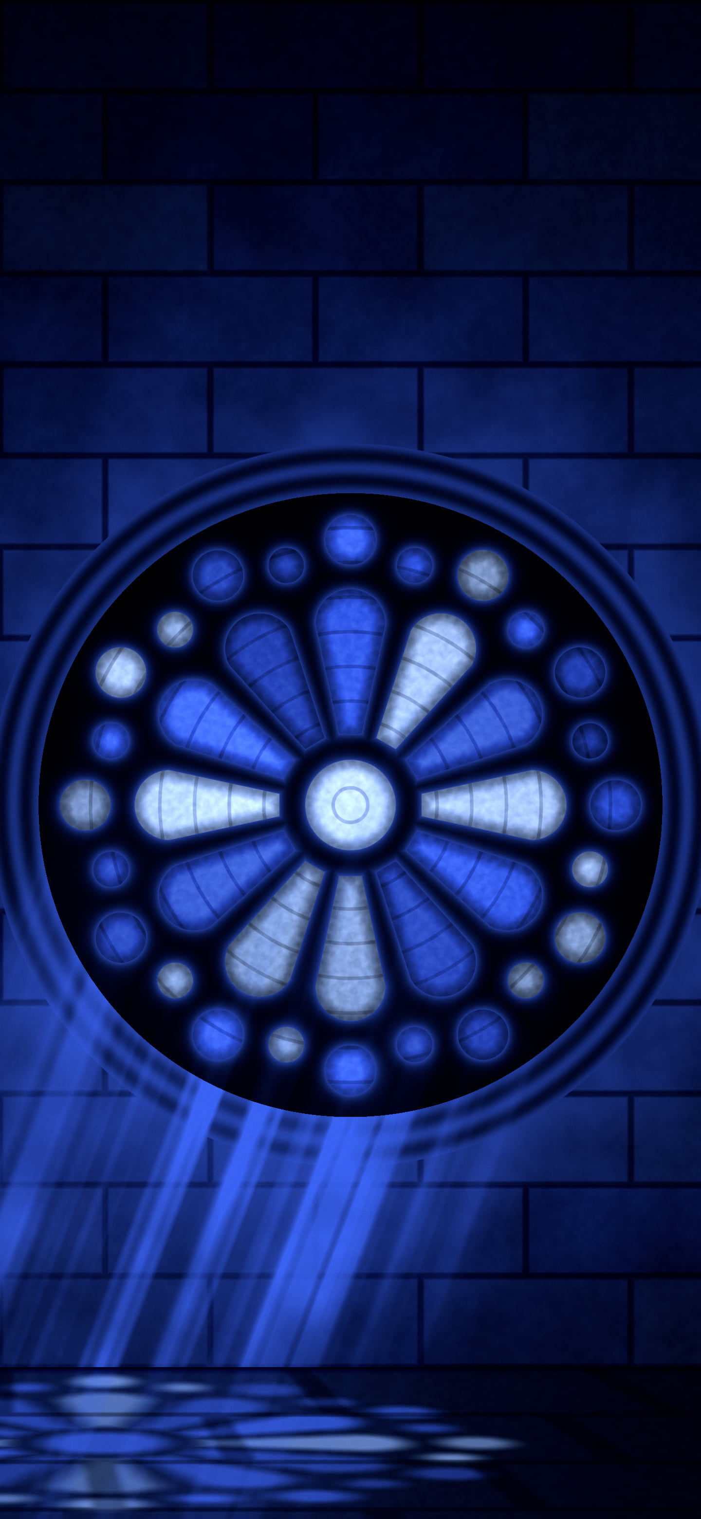 Royal Blue Gothic Stained Glass Window wallpaper for iPhone and Android