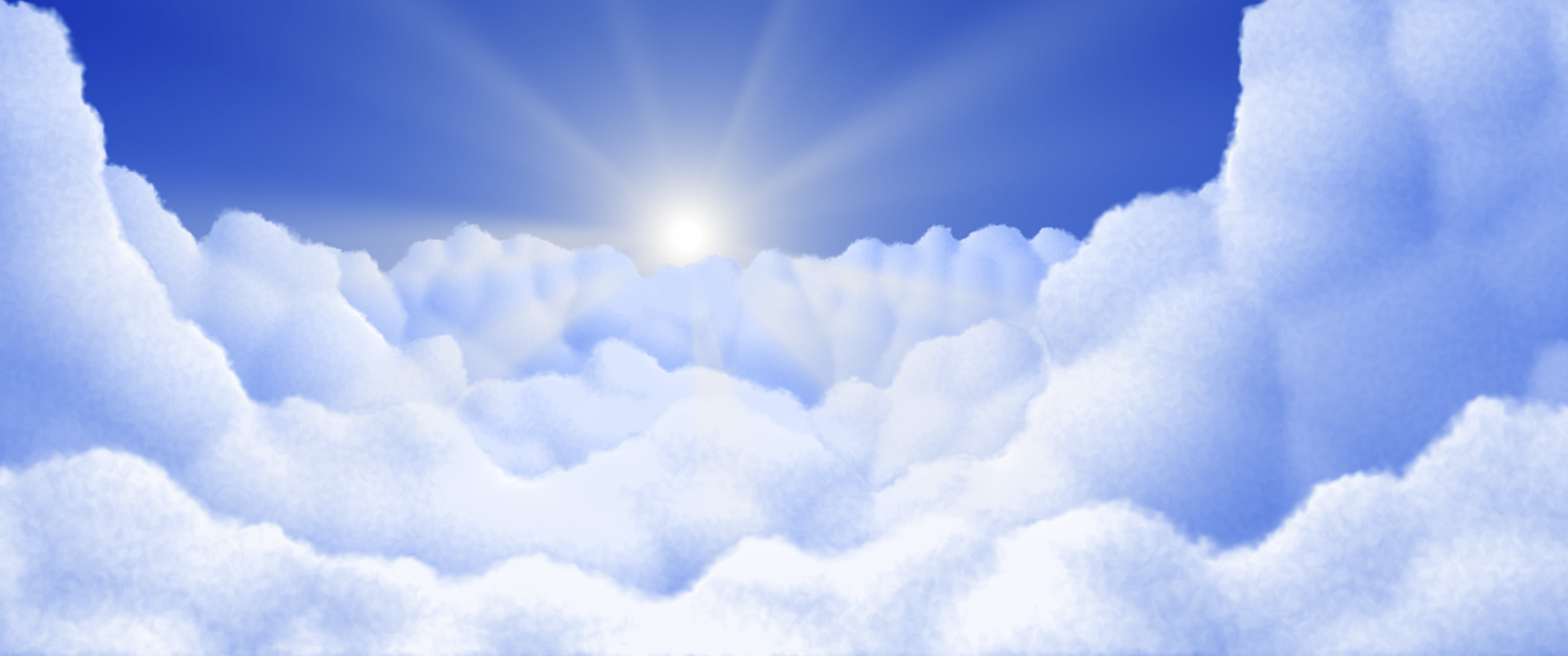 Royal Blue Heavenly Clouds ultrawide wallpaper, 3440 × 1440