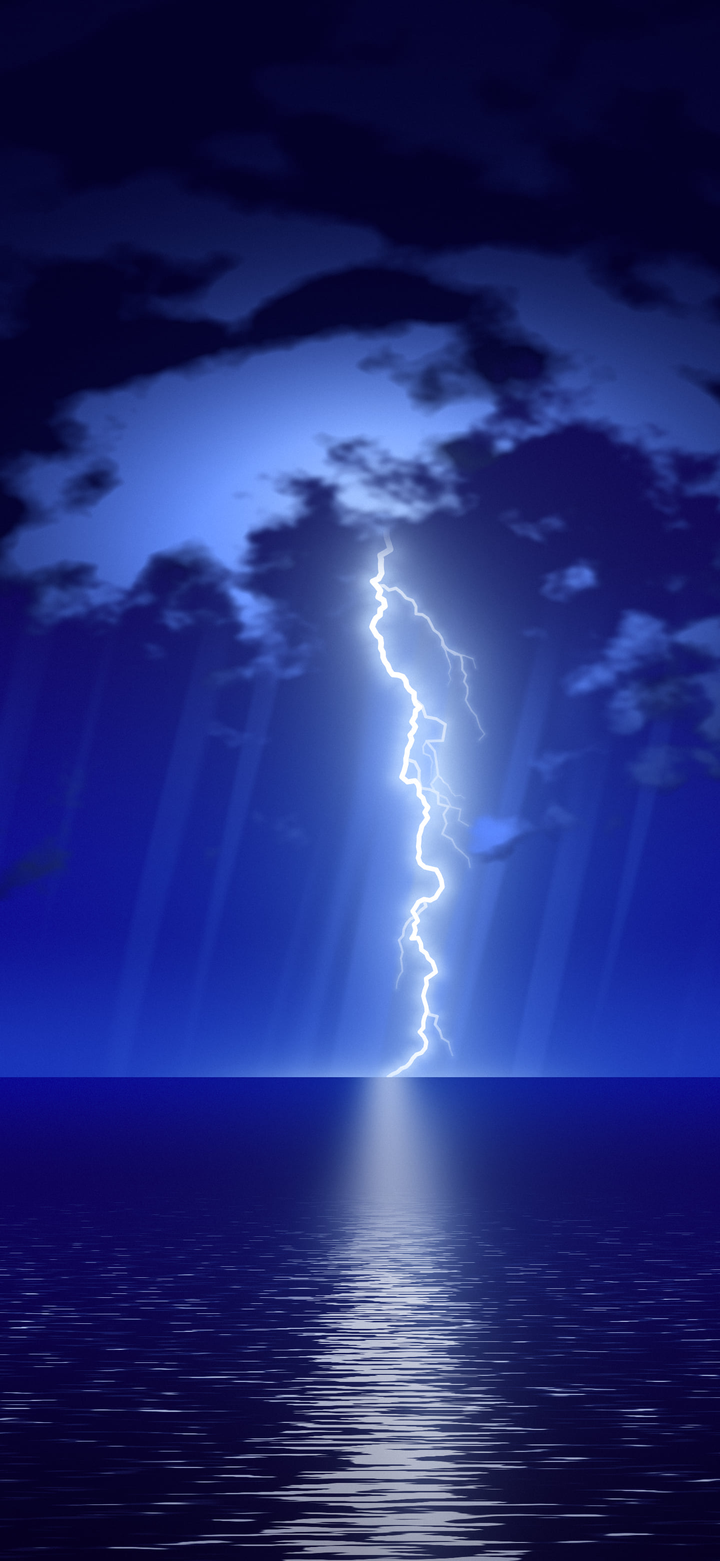 Royal Blue Lightning Over the Ocean wallpaper for iPhone and Android