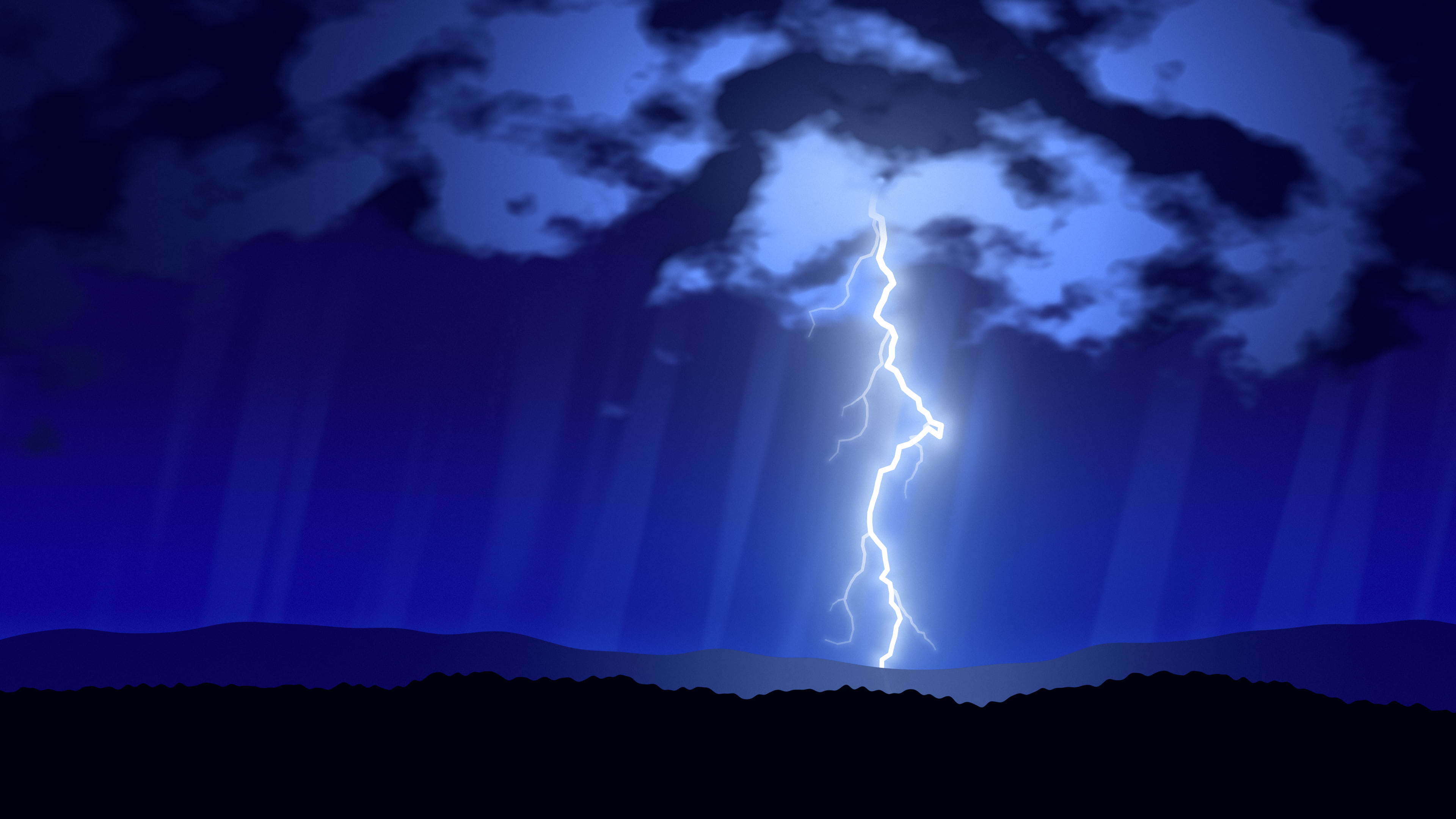 Royal Blue Lightning Storm desktop wallpaper in 4K