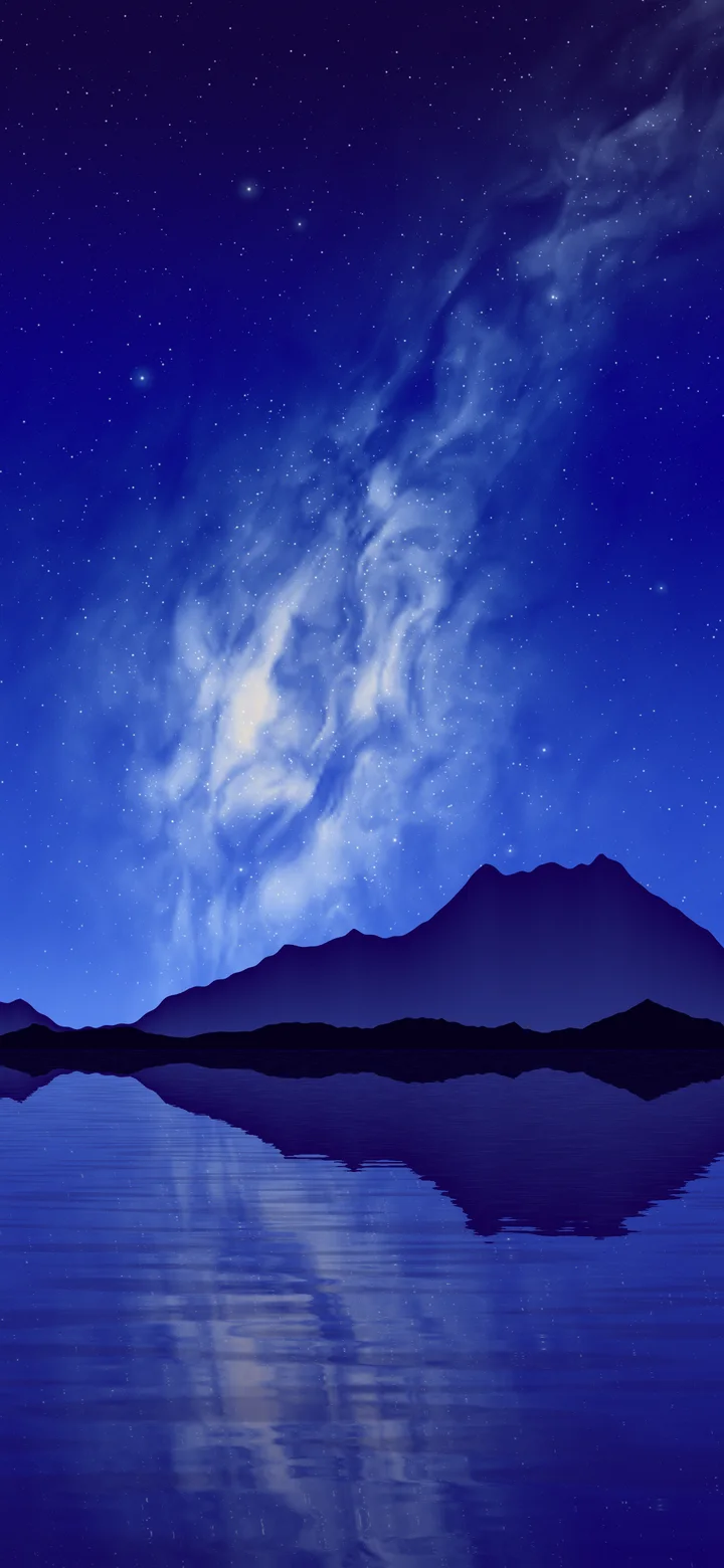 Royal Blue Milky Way over a Lake wallpaper for iPhone and Android
