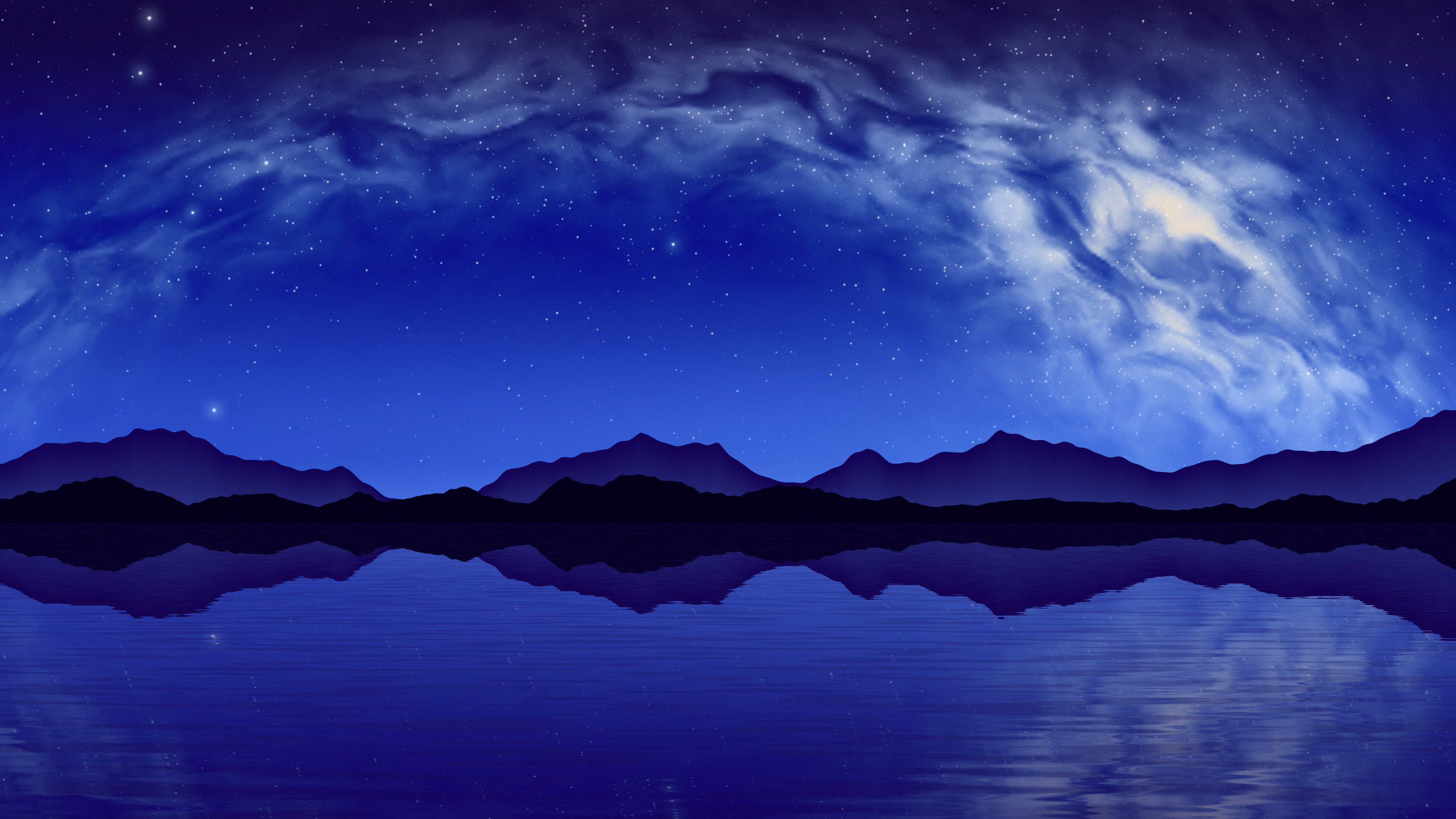Royal Blue Milky Way over a Lake desktop wallpaper in 4K