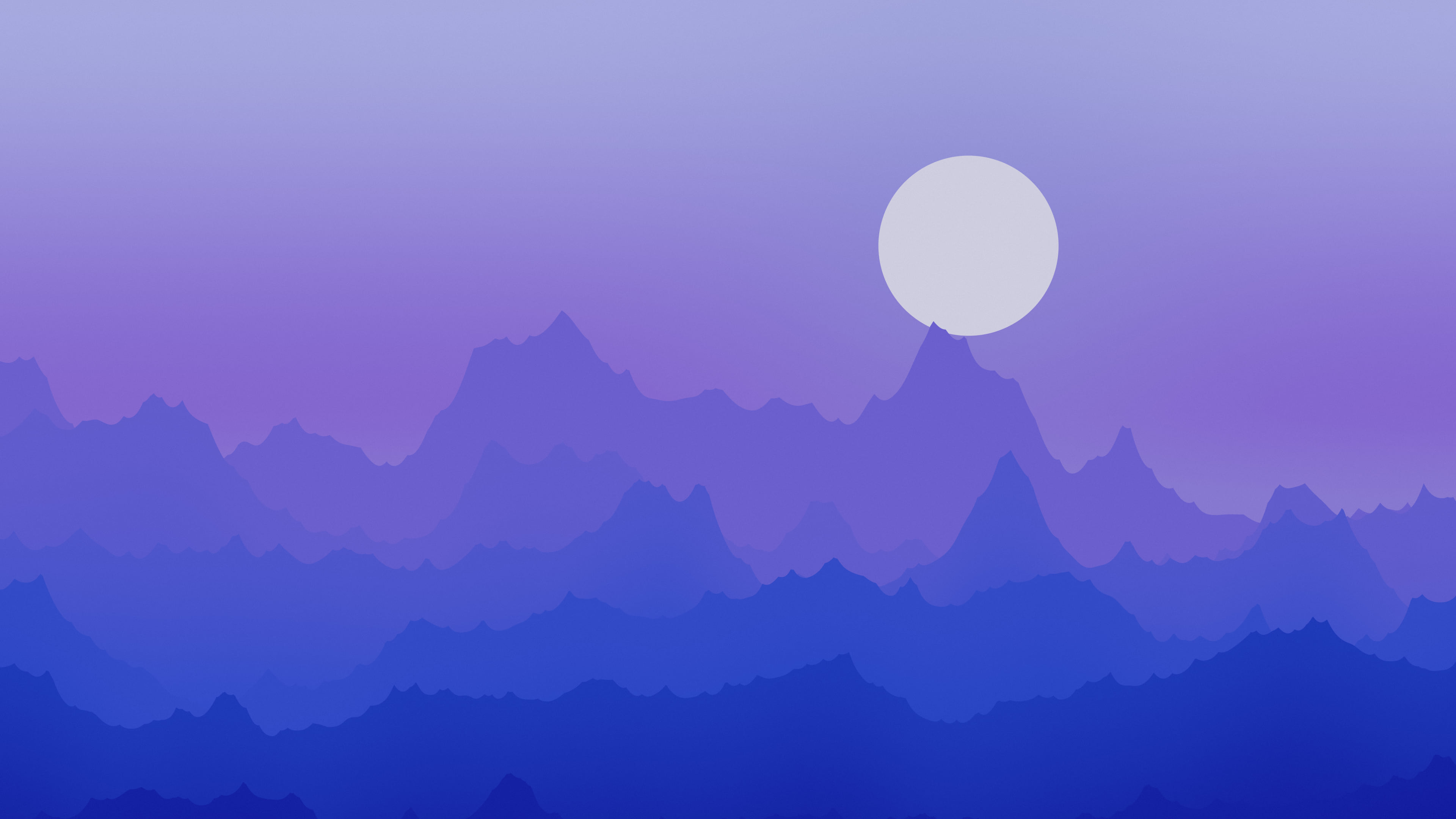 Royal Blue Minimalist Mountain Landscape desktop wallpaper in 4K