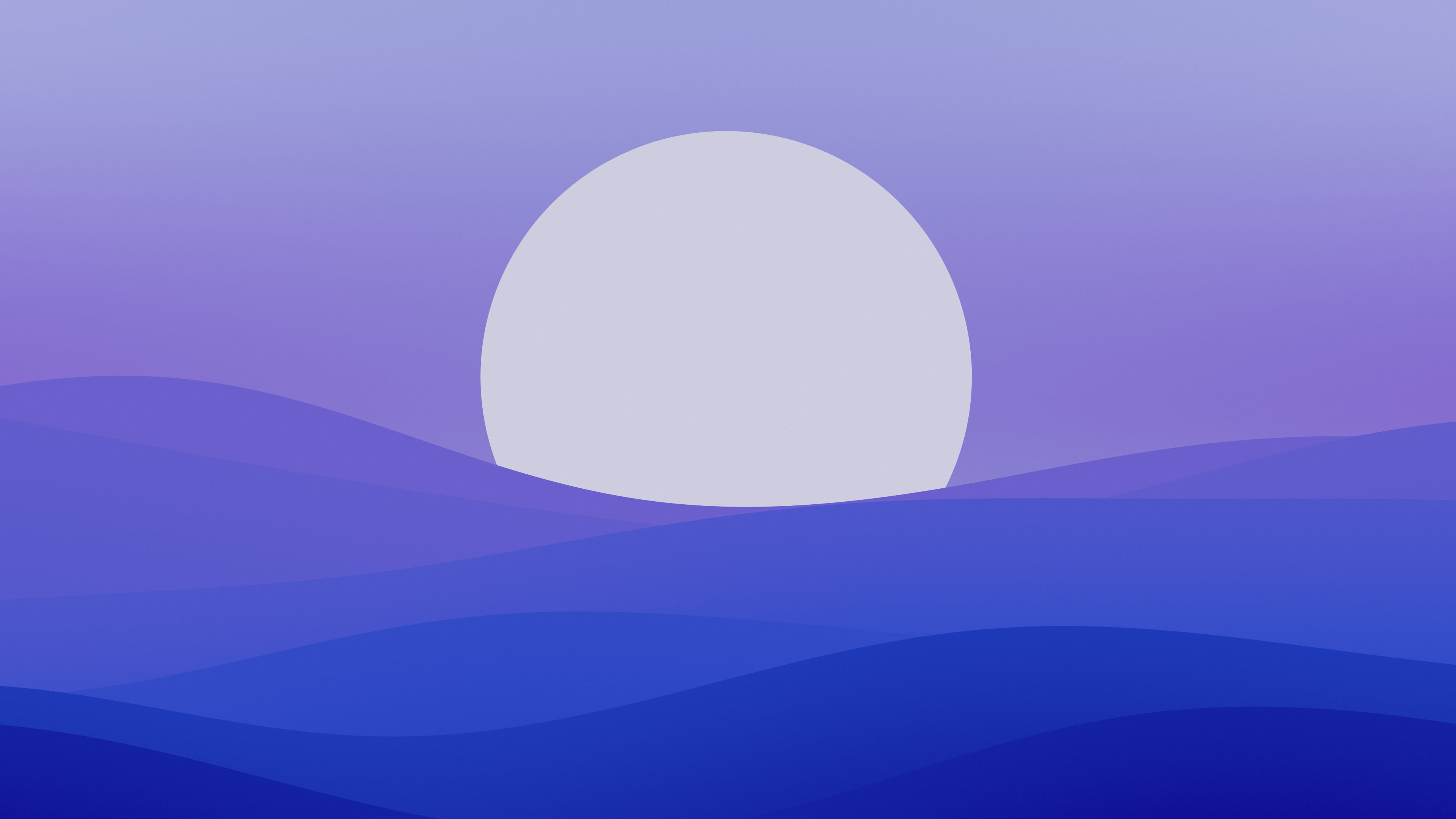 Royal Blue Minimalist Sunset Hills desktop wallpaper in 4K