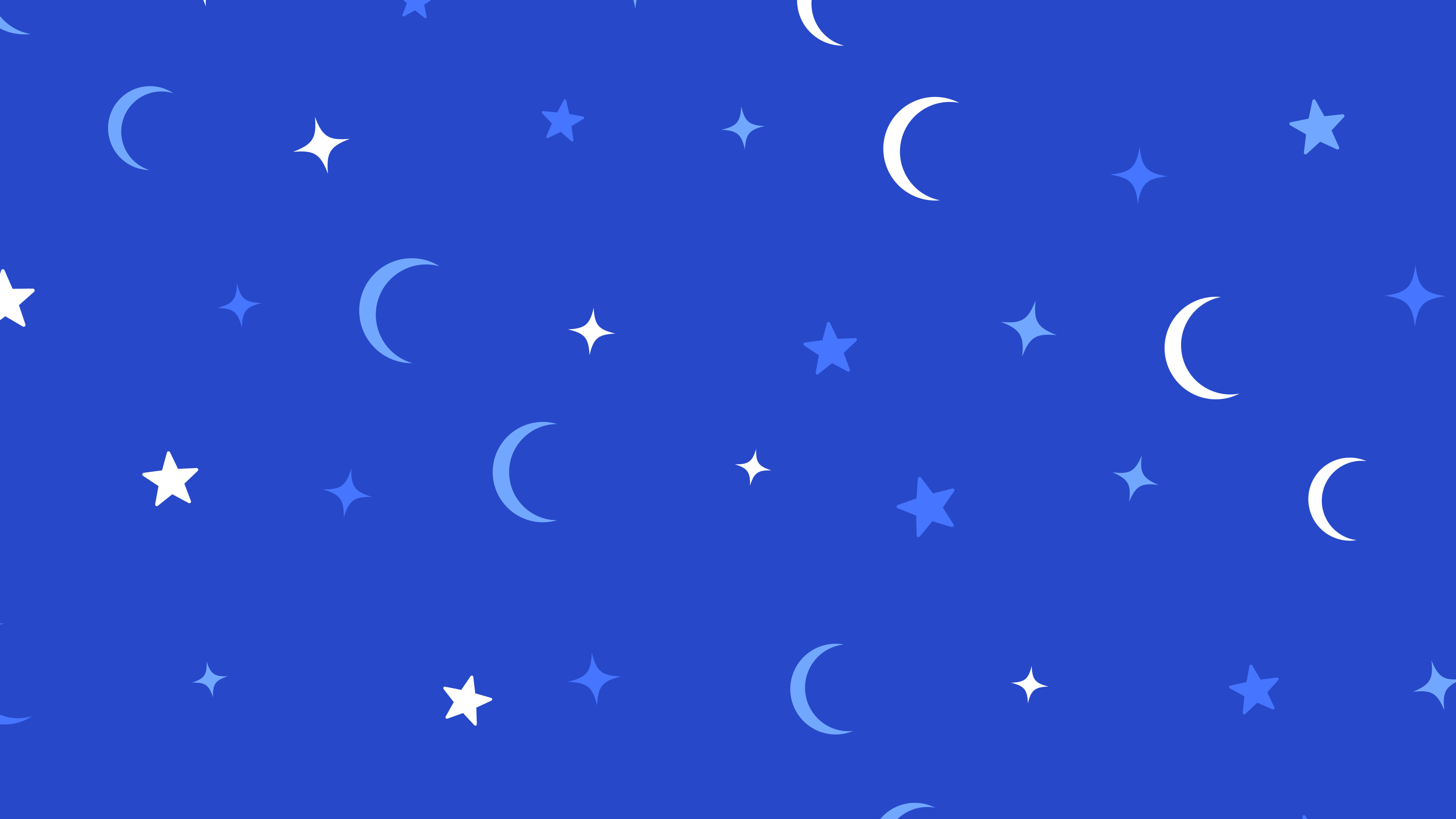 Royal Blue Moon and Stars Pattern desktop wallpaper in 4K