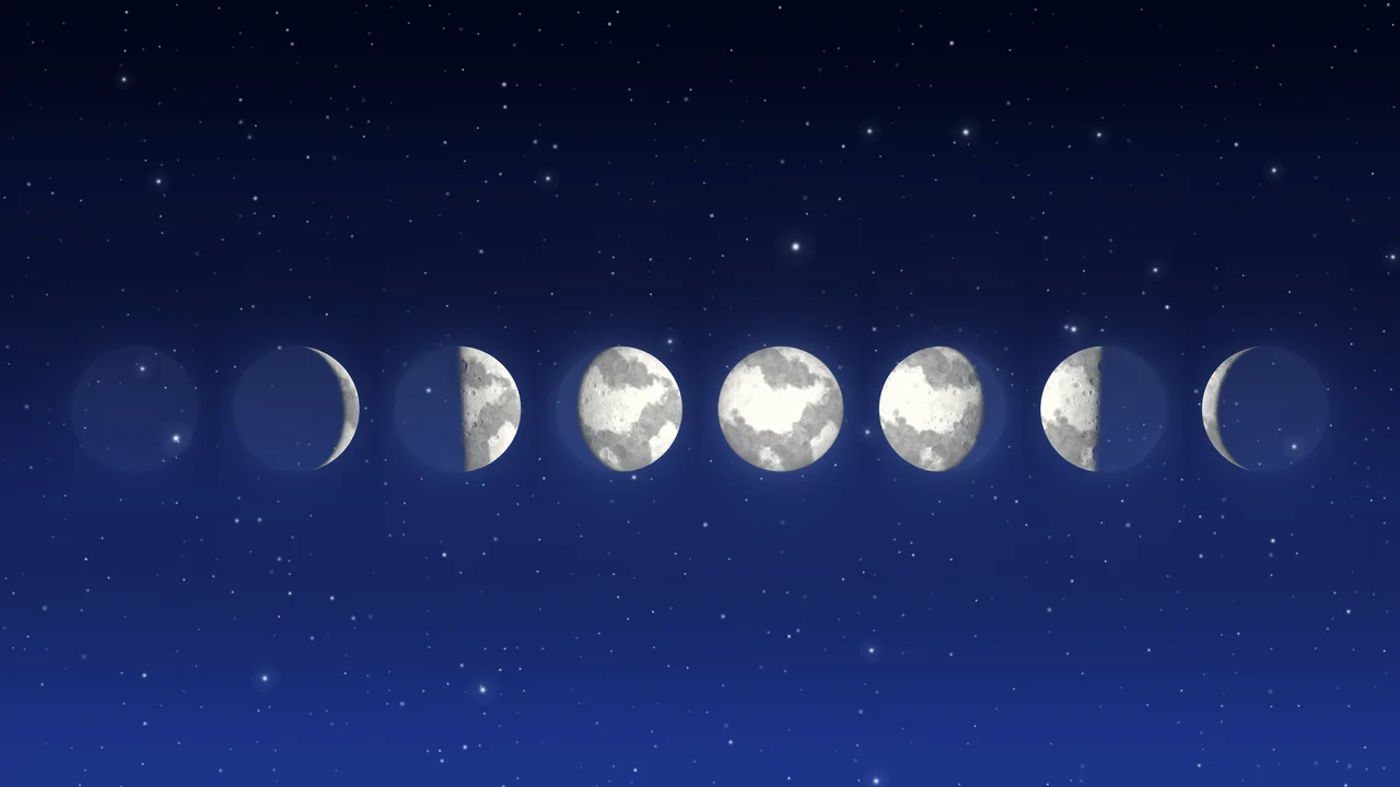 Royal Blue Moon Phases desktop wallpaper in 4K
