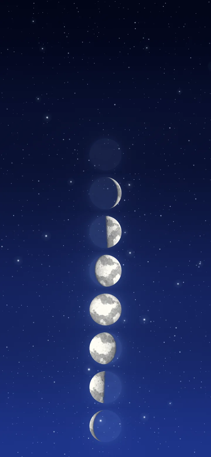 Royal Blue Moon Phases wallpaper for iPhone and Android