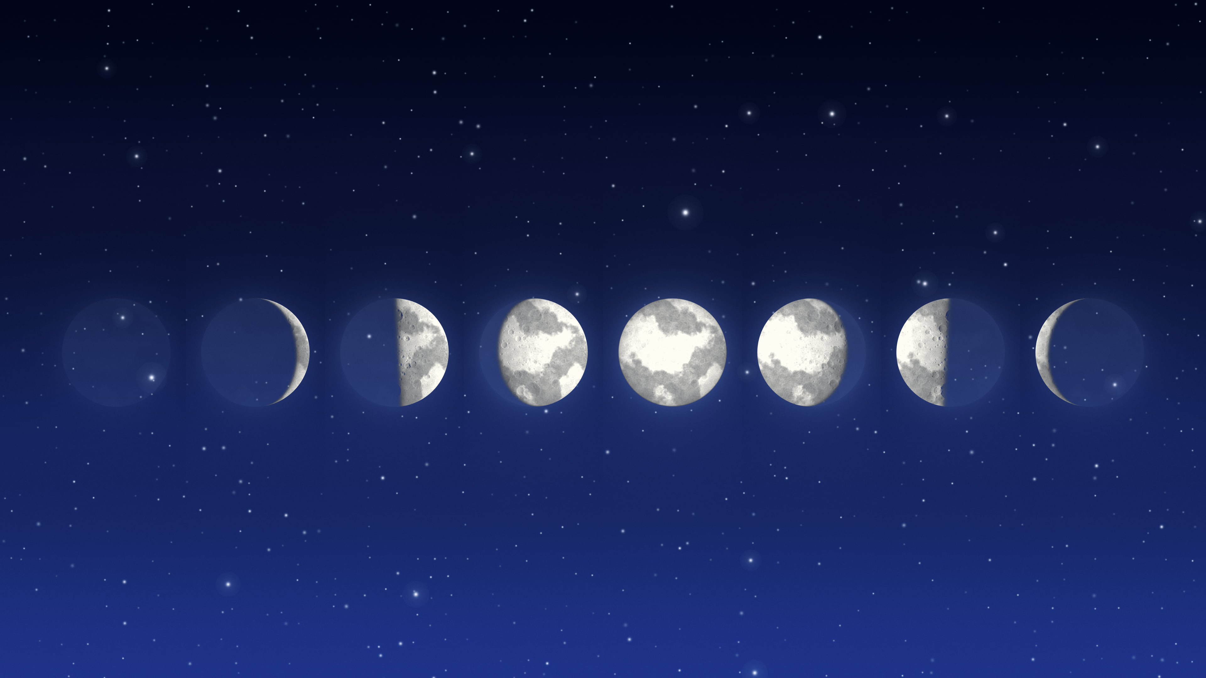 Royal Blue Moon Phases desktop wallpaper in 4K