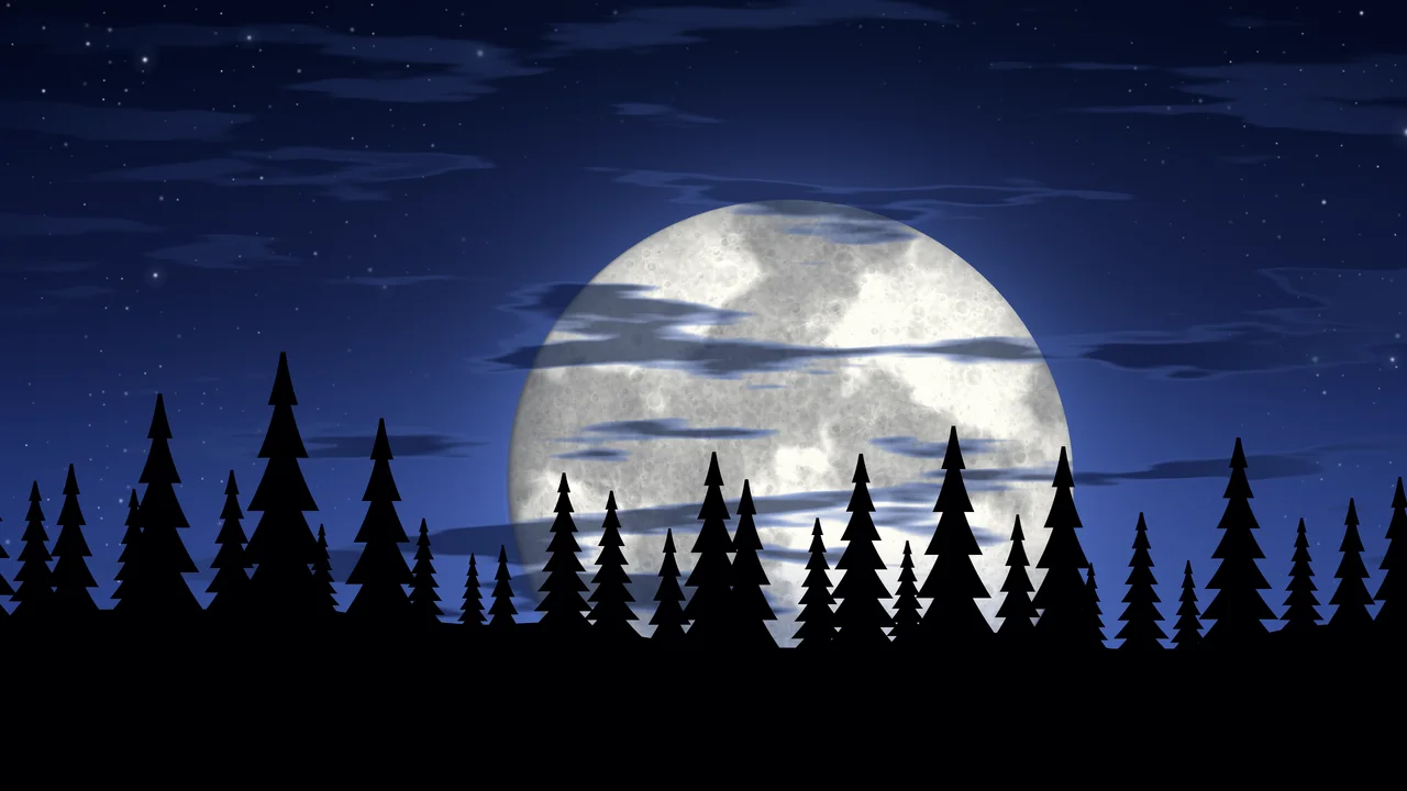Royal Blue Moonrise desktop wallpaper in 4K
