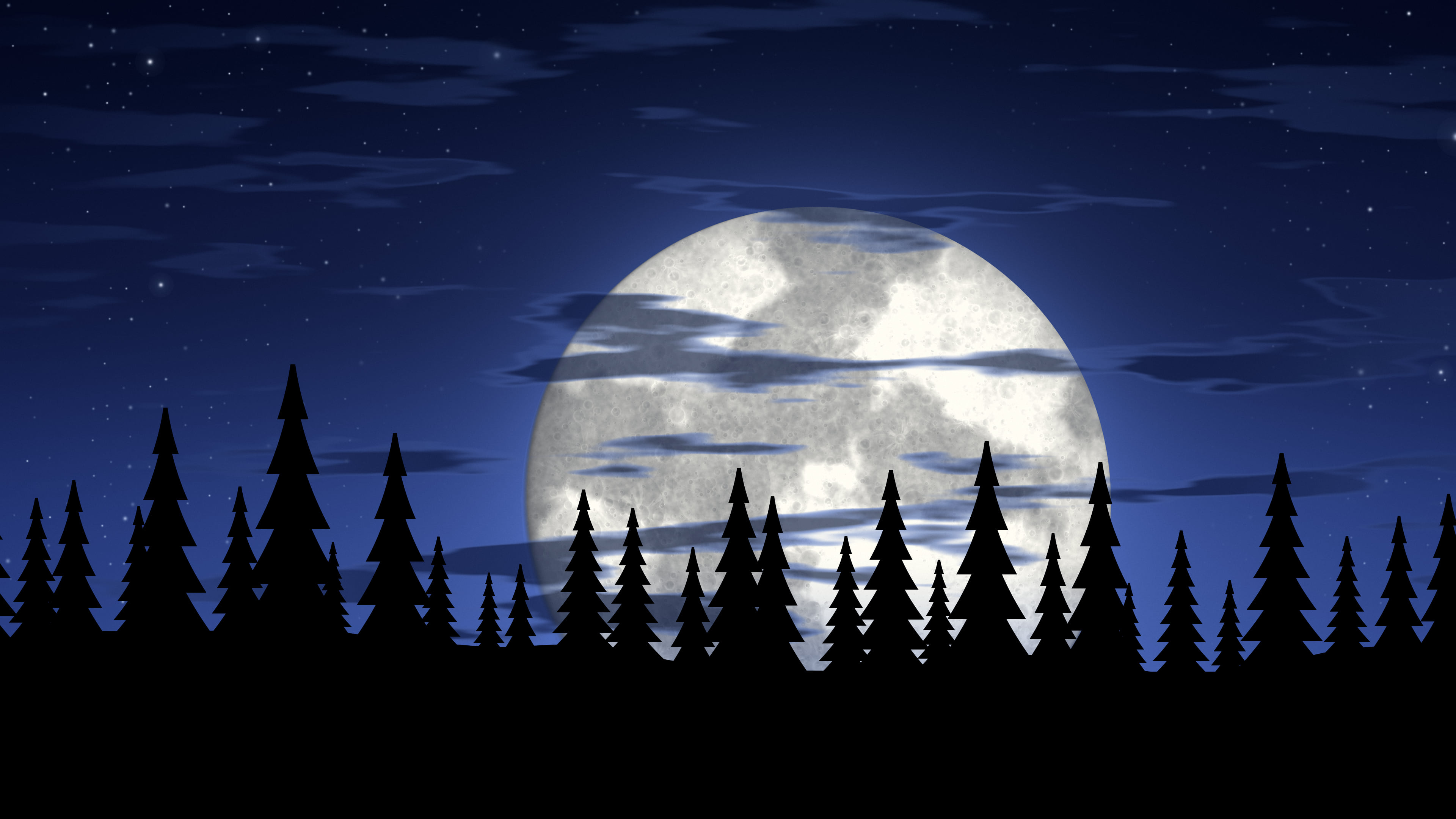 Royal Blue Moonrise desktop wallpaper in 4K