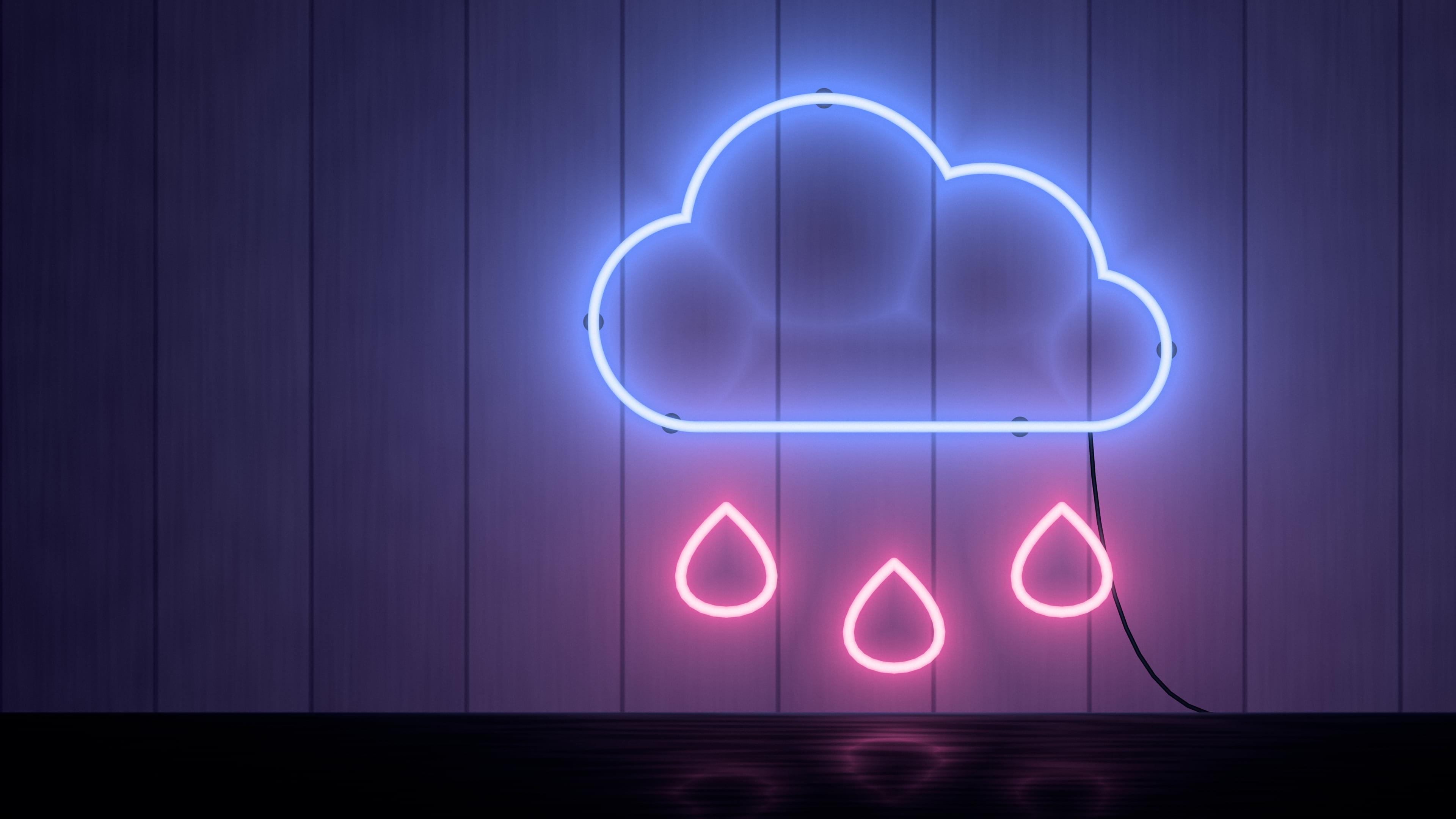Royal Blue Neon Cloud desktop wallpaper in 4K