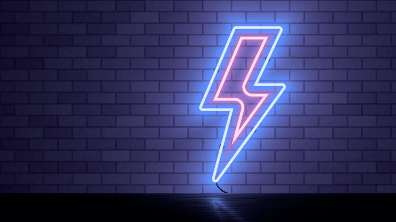 Royal Blue Neon Lightning Bolt desktop wallpaper in 4K