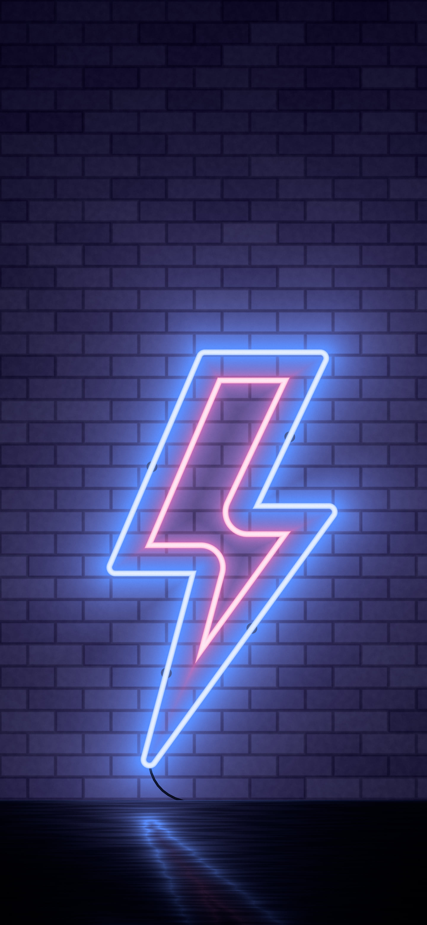 Royal Blue Neon Lightning Bolt wallpaper for iPhone and Android