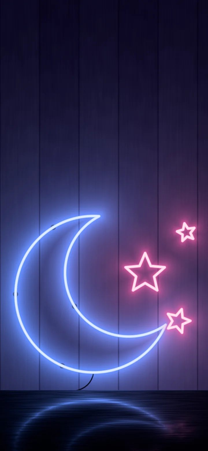 Royal Blue Neon Moon wallpaper for iPhone and Android