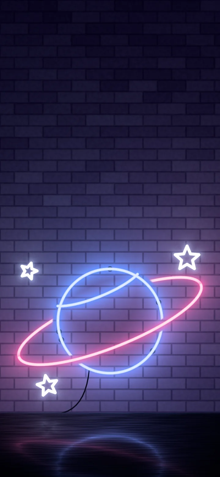 Royal Blue Neon Planet wallpaper for iPhone and Android