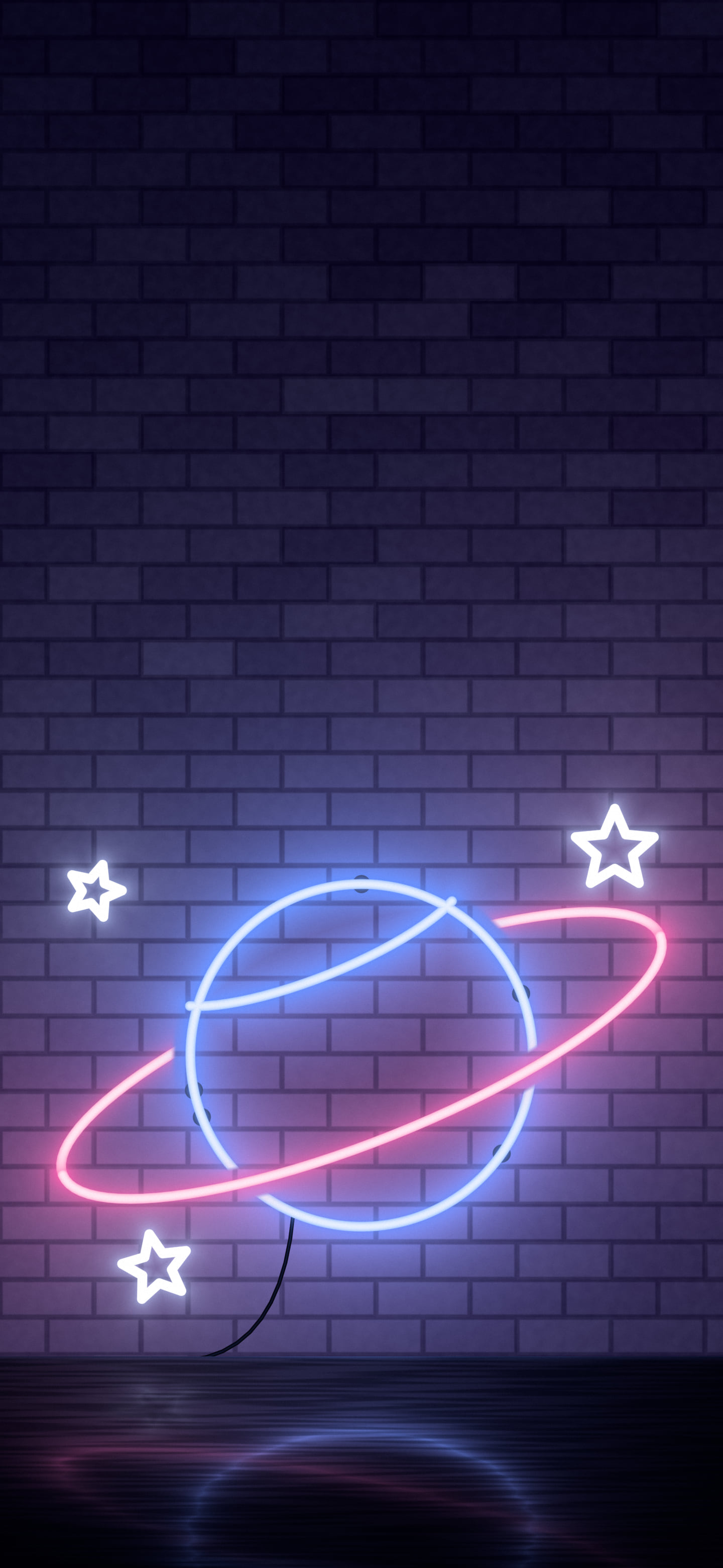 Royal Blue Neon Planet wallpaper for iPhone and Android