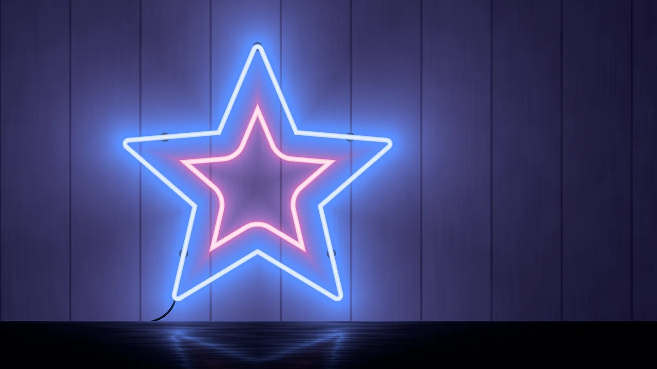 Royal Blue Neon Star desktop wallpaper in 4K