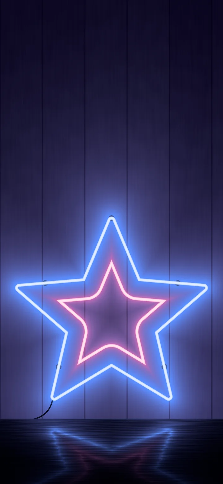 Royal Blue Neon Star wallpaper for iPhone and Android