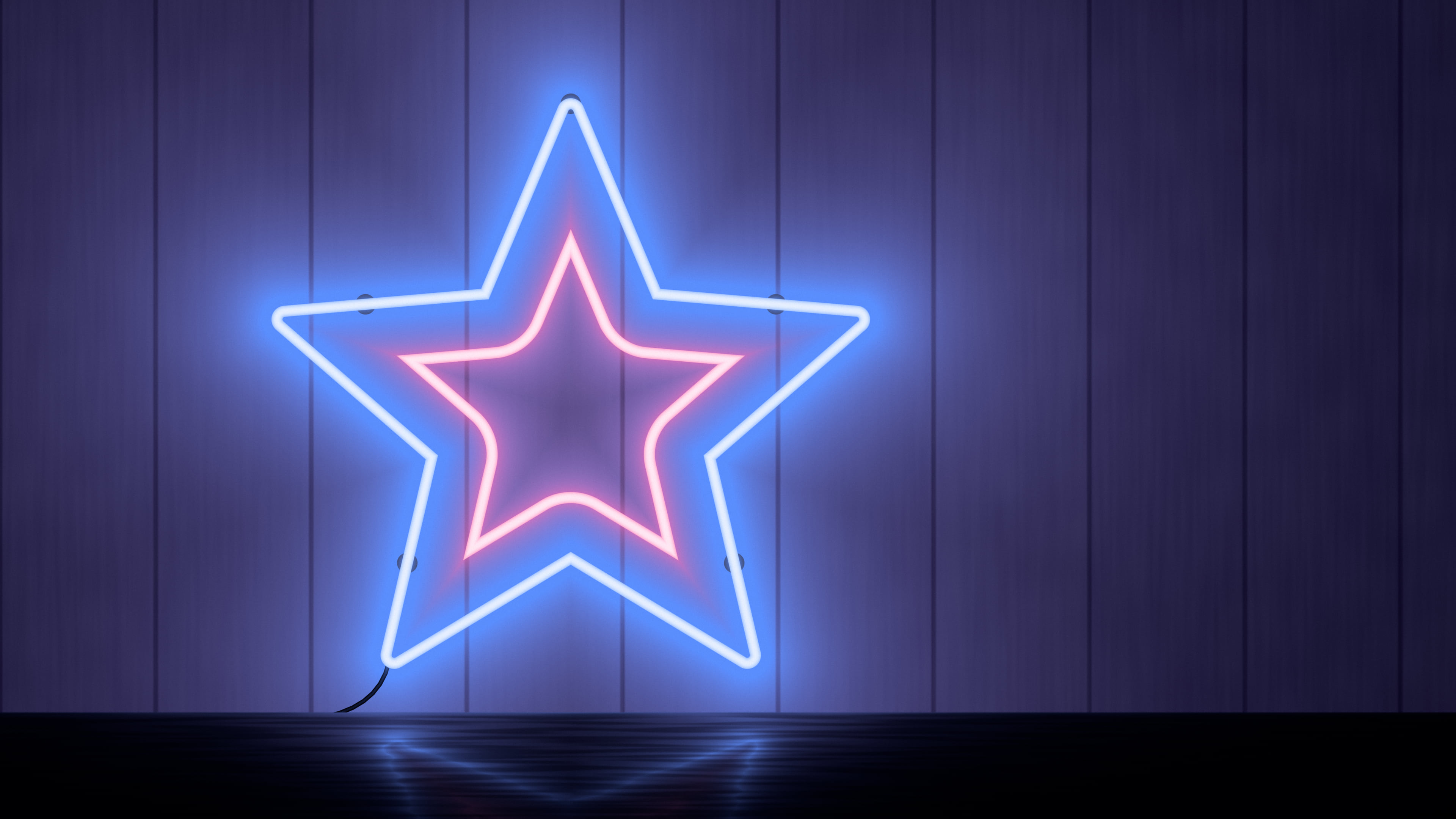 Royal Blue Neon Star desktop wallpaper in 4K