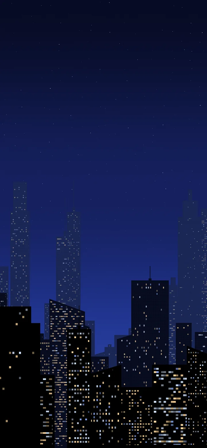 Royal Blue Night City Skyline wallpaper for iPhone and Android