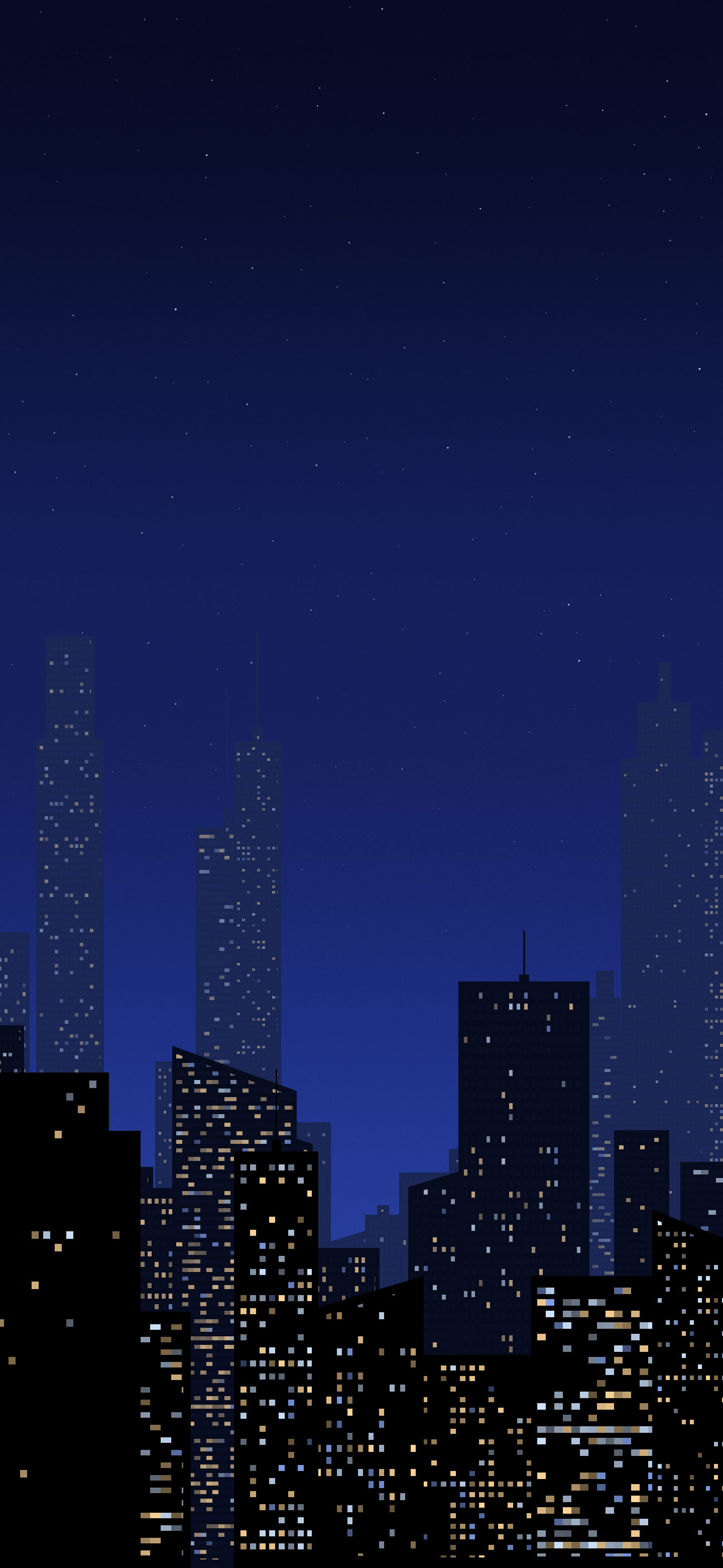 Royal Blue Night City Skyline wallpaper for iPhone and Android