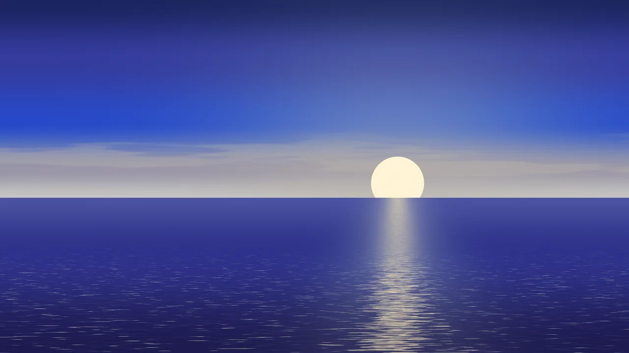 Royal Blue Ocean Sunset desktop wallpaper in 4K