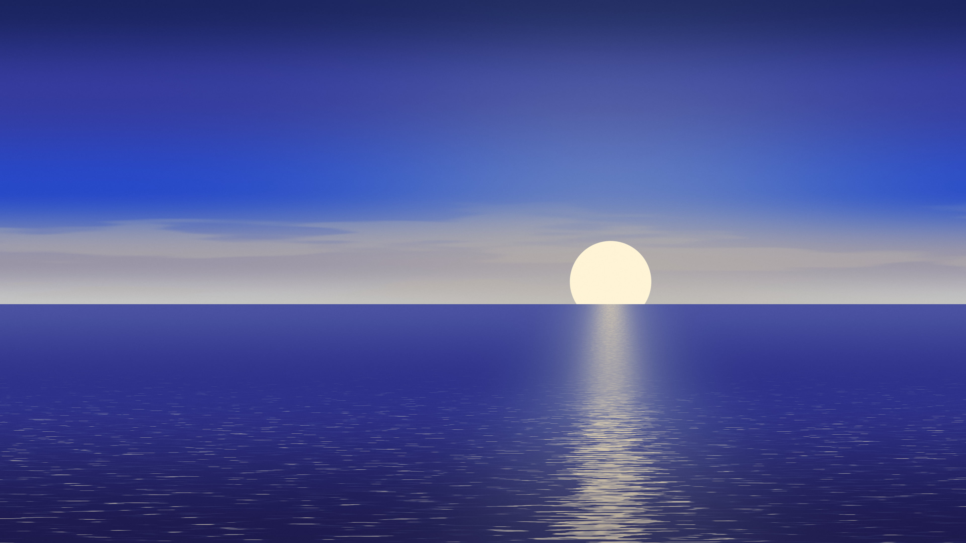 Royal Blue Ocean Sunset desktop wallpaper in 4K
