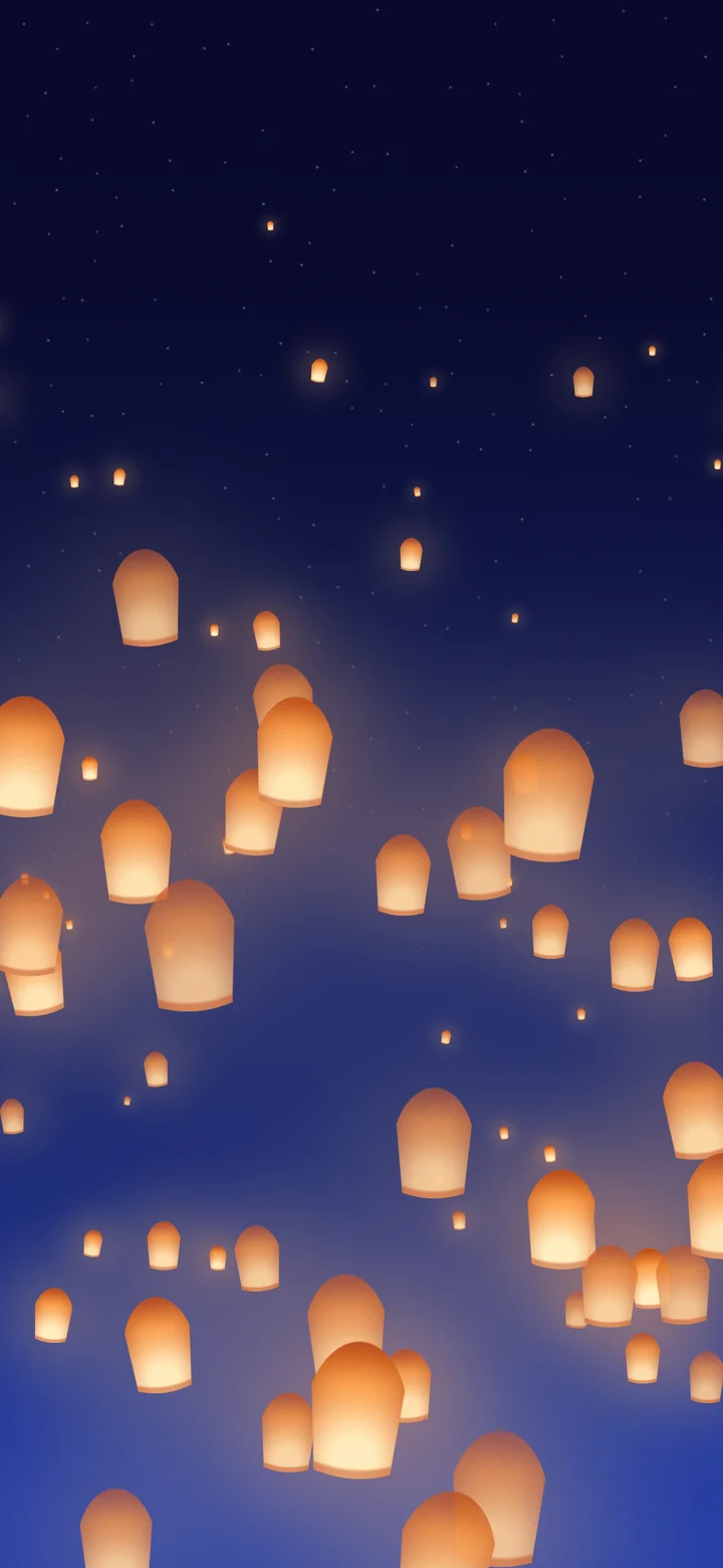 Royal Blue Paper Lanterns wallpaper for iPhone and Android
