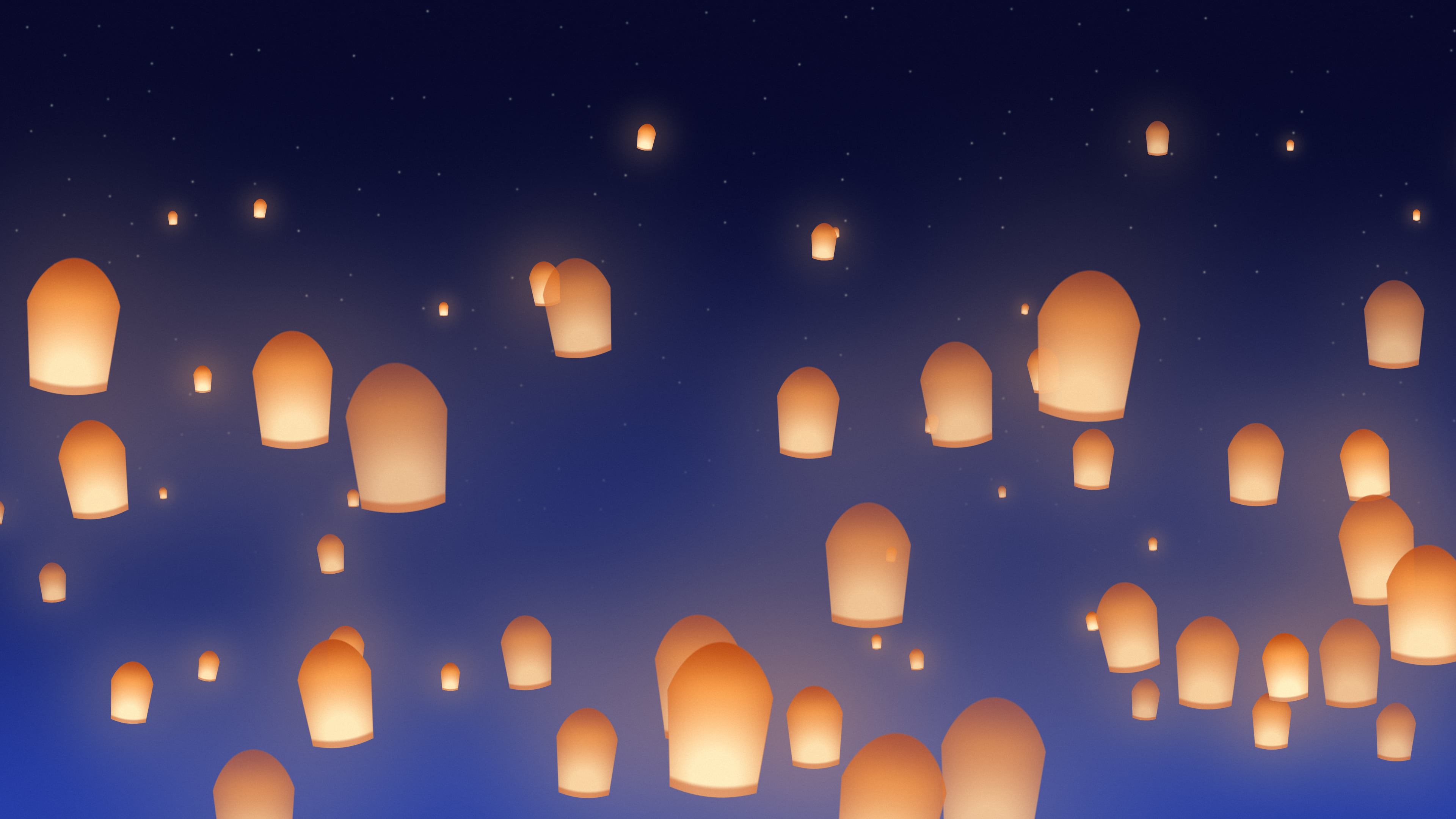 Royal Blue Paper Lanterns desktop wallpaper in 4K